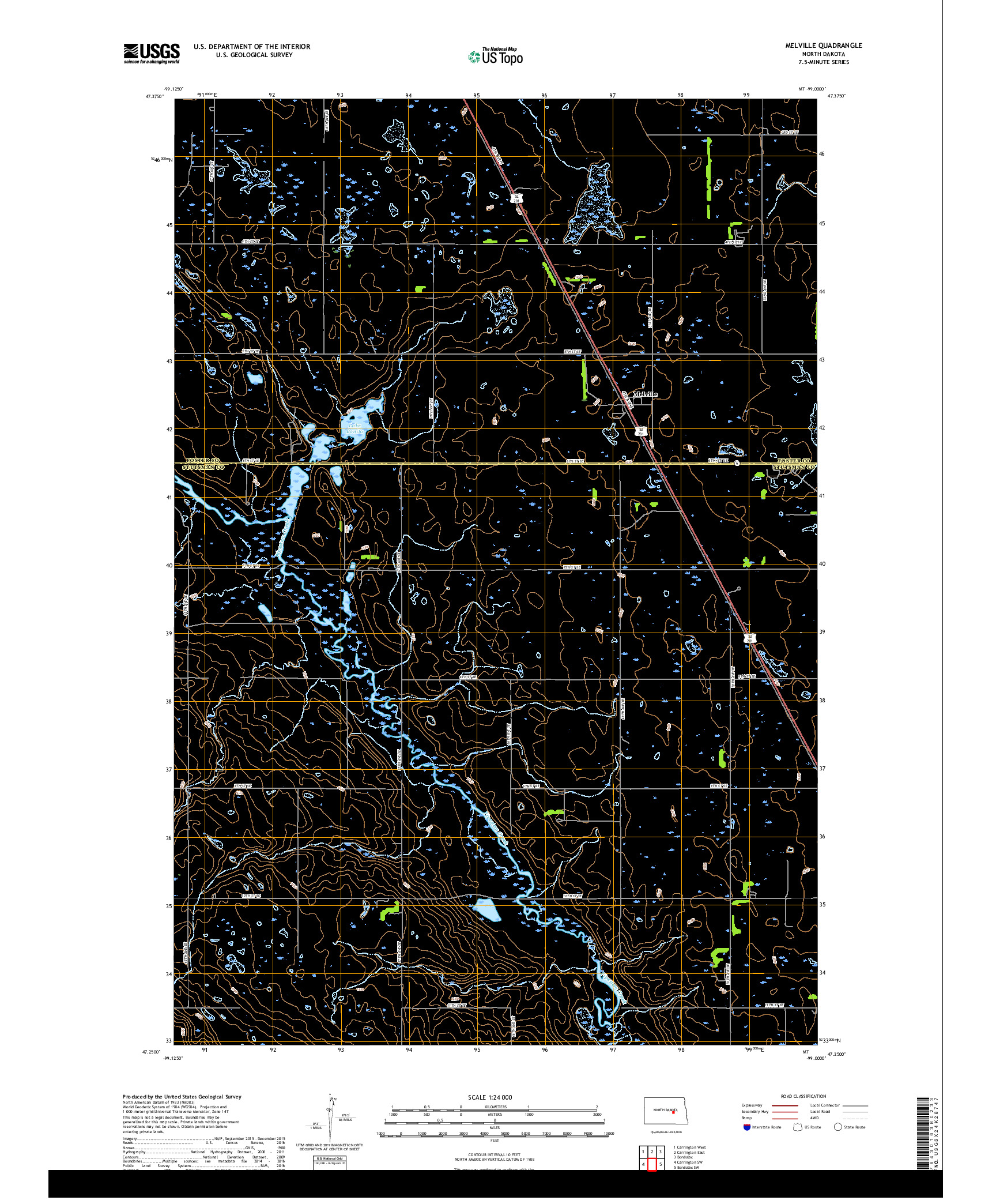 USGS US TOPO 7.5-MINUTE MAP FOR MELVILLE, ND 2018