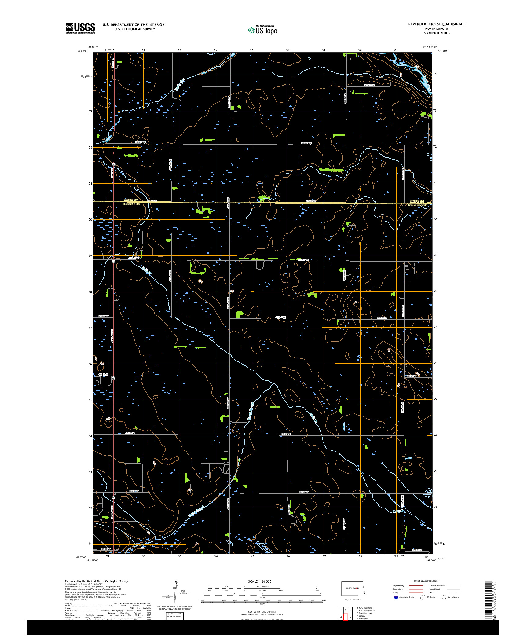 USGS US TOPO 7.5-MINUTE MAP FOR NEW ROCKFORD SE, ND 2018