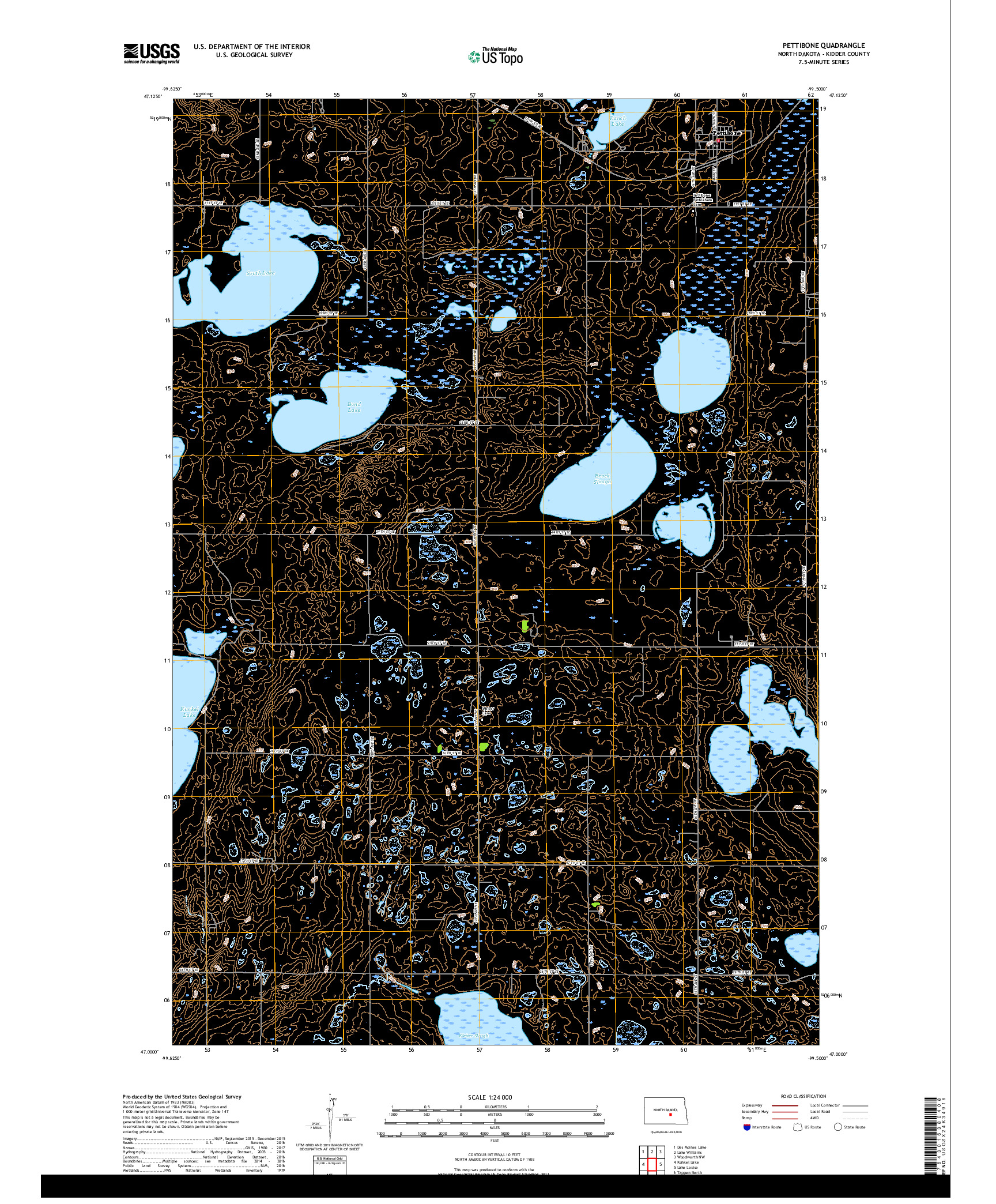 USGS US TOPO 7.5-MINUTE MAP FOR PETTIBONE, ND 2018