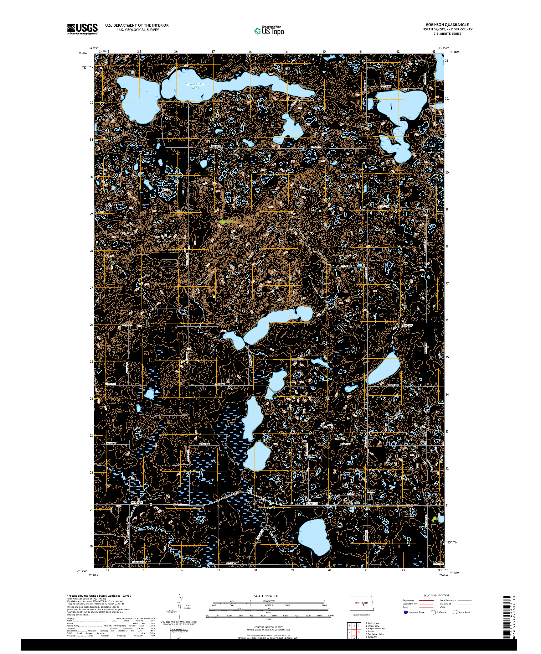 USGS US TOPO 7.5-MINUTE MAP FOR ROBINSON, ND 2018