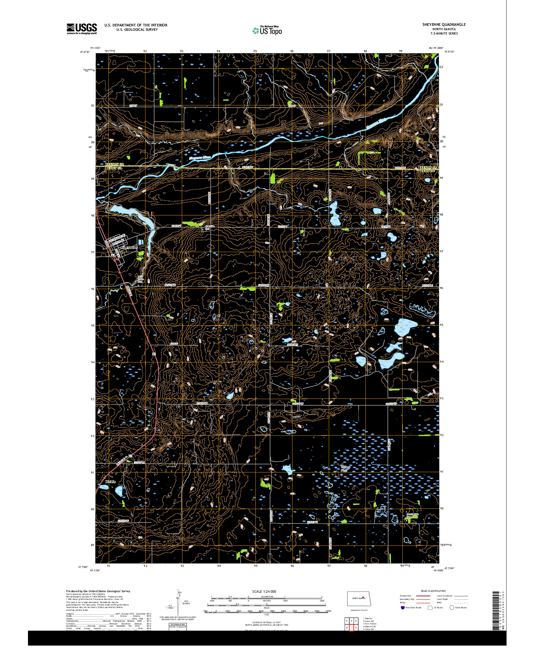 USGS US TOPO 7.5-MINUTE MAP FOR SHEYENNE, ND 2018