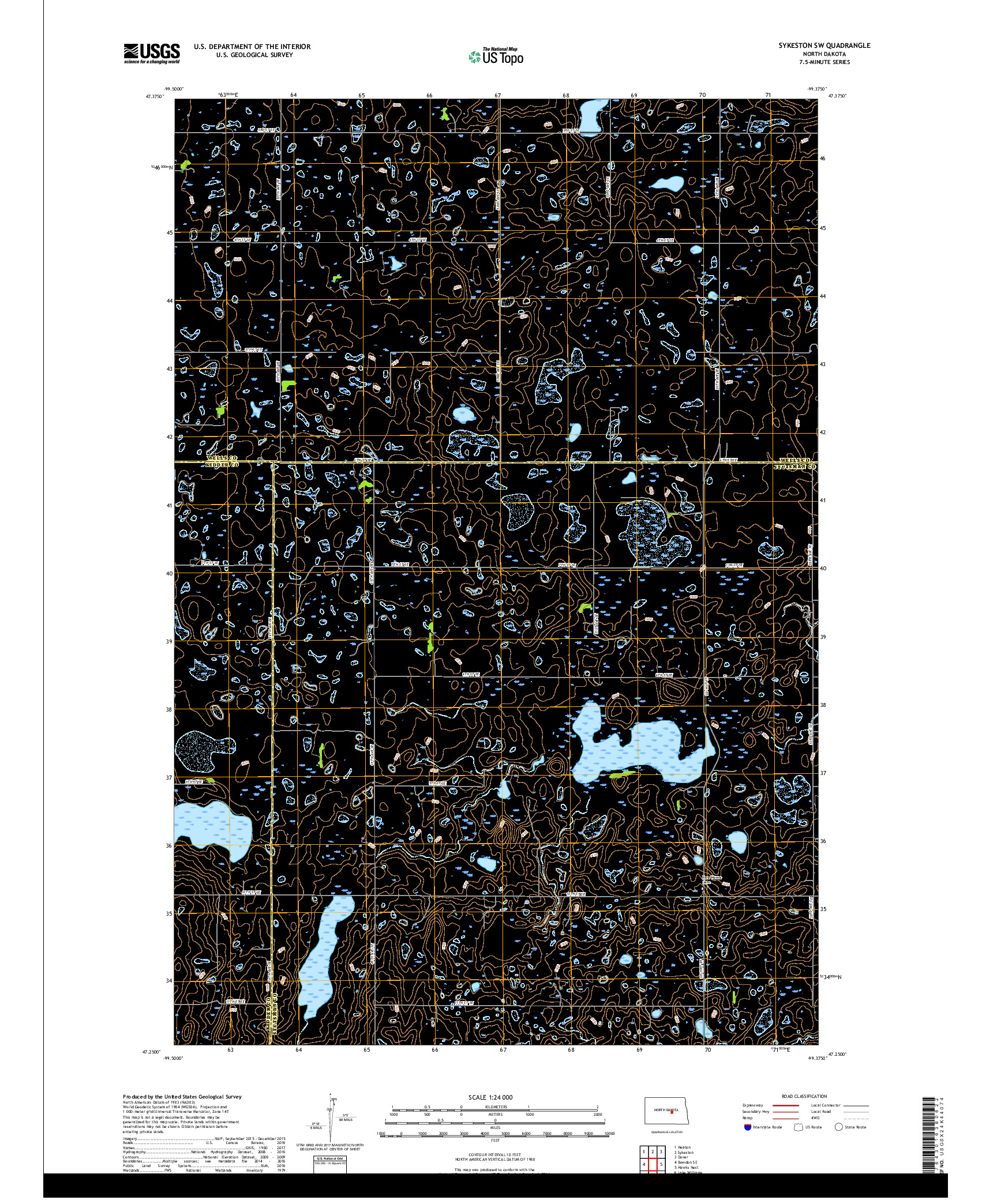 USGS US TOPO 7.5-MINUTE MAP FOR SYKESTON SW, ND 2018