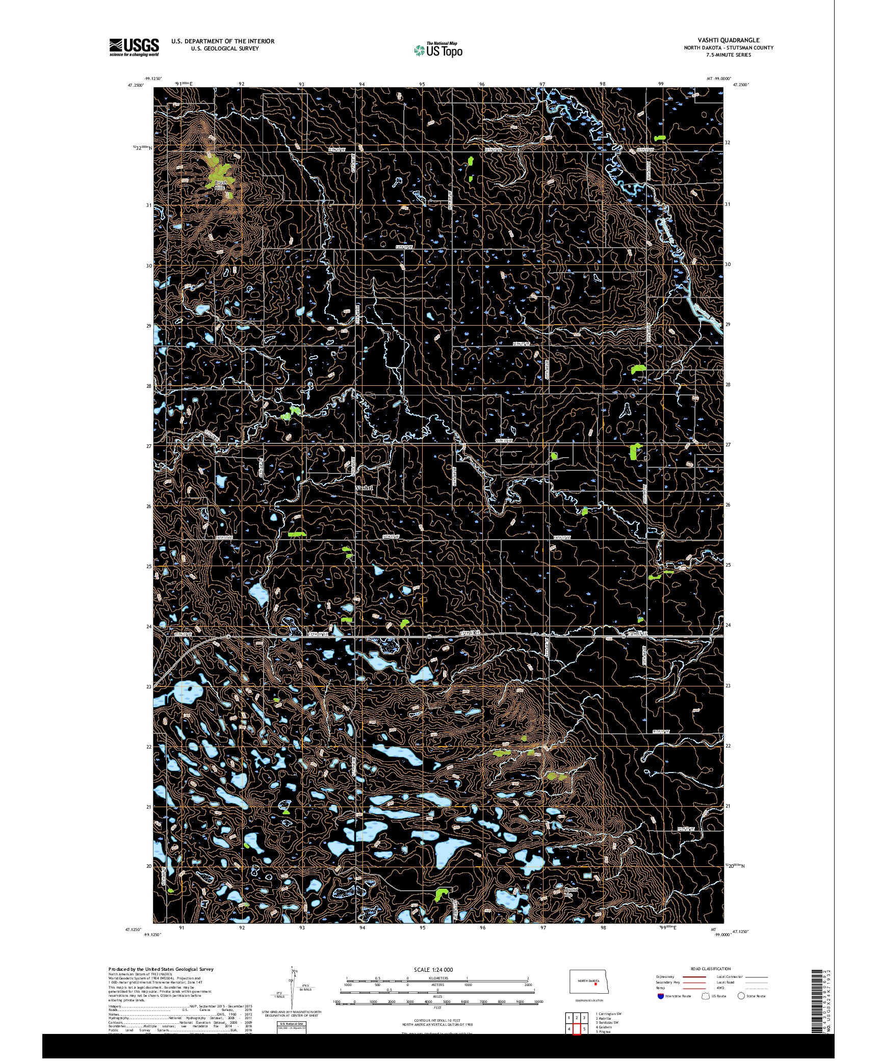 USGS US TOPO 7.5-MINUTE MAP FOR VASHTI, ND 2018