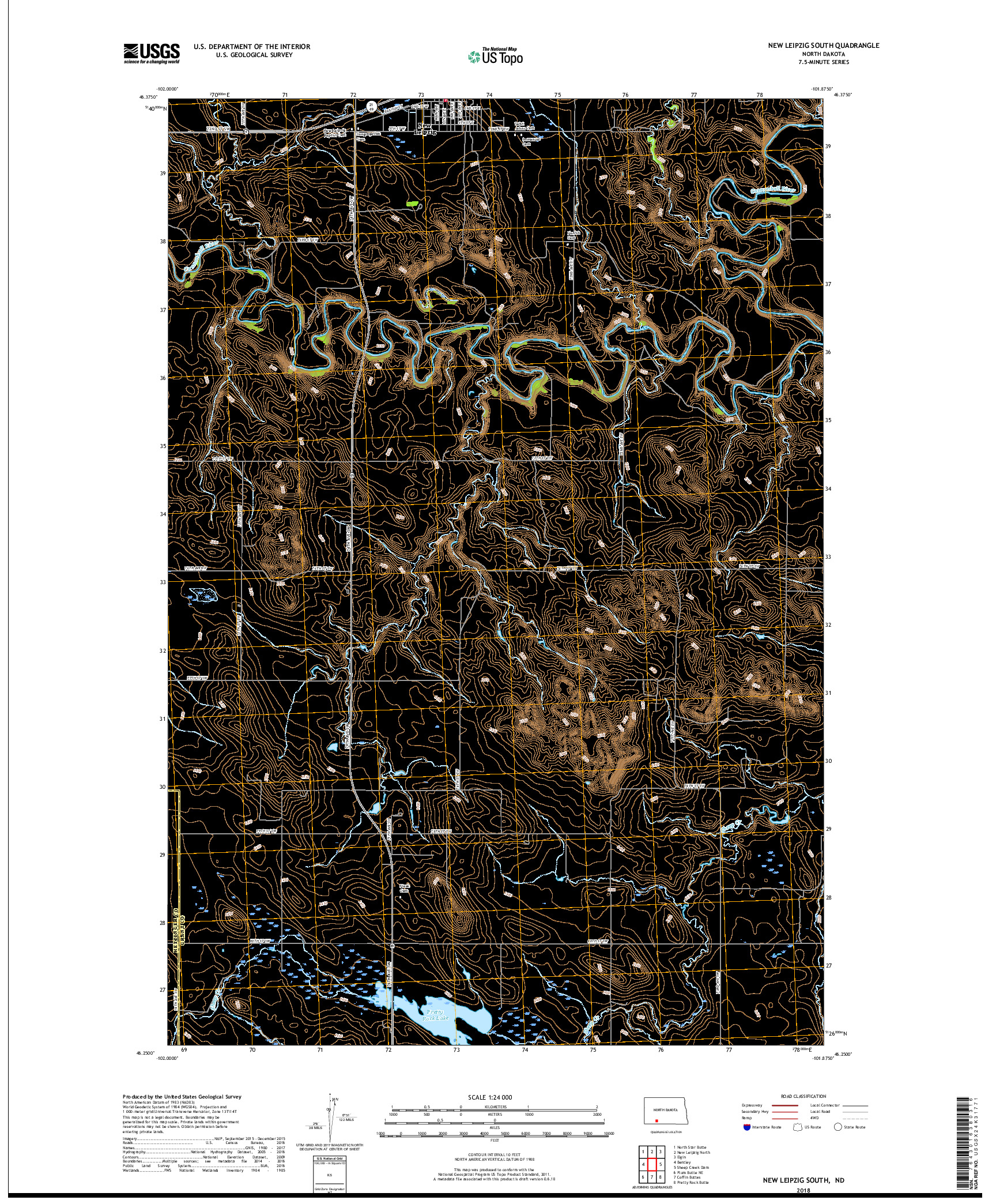 USGS US TOPO 7.5-MINUTE MAP FOR NEW LEIPZIG SOUTH, ND 2018