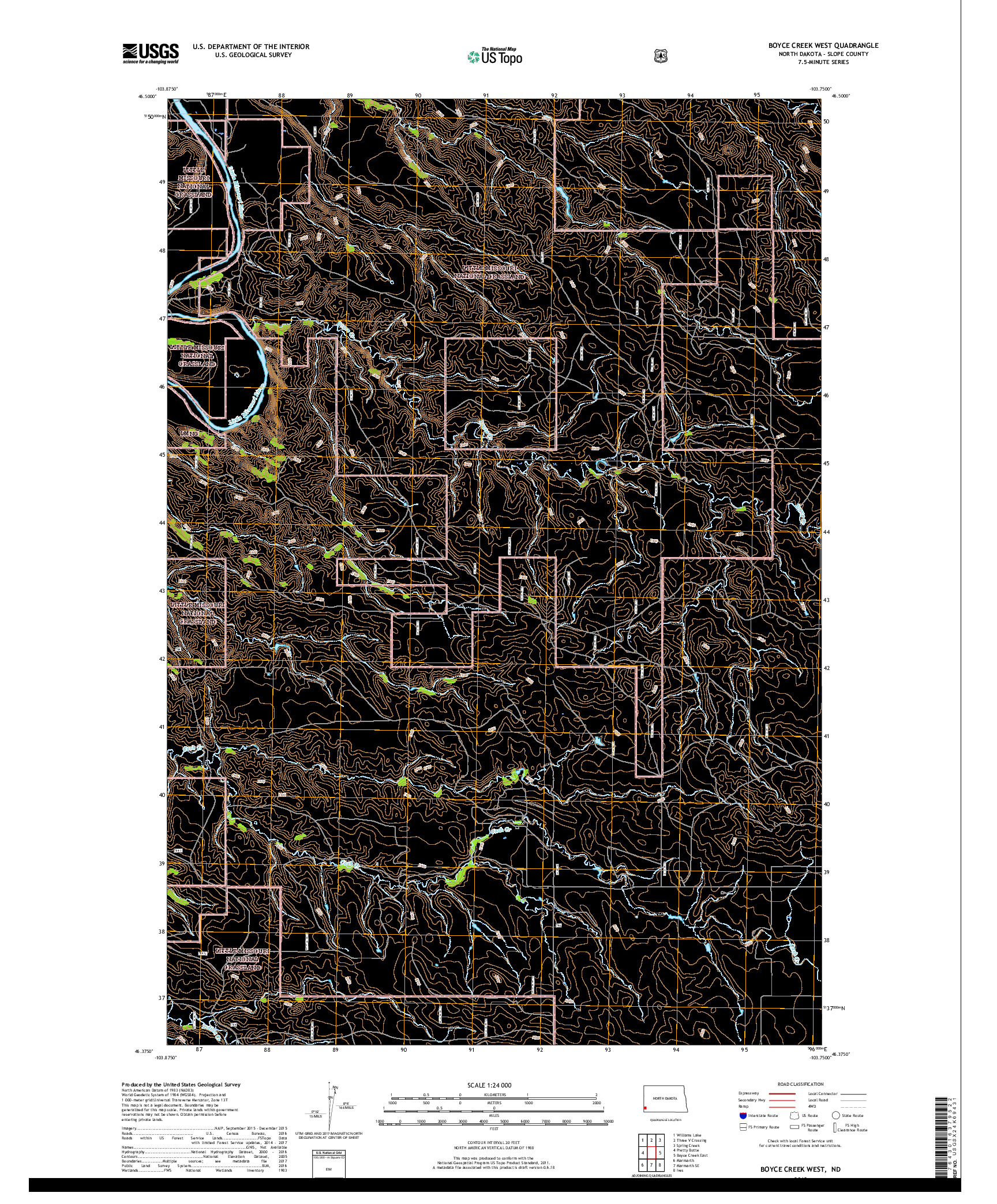 USGS US TOPO 7.5-MINUTE MAP FOR BOYCE CREEK WEST, ND 2018
