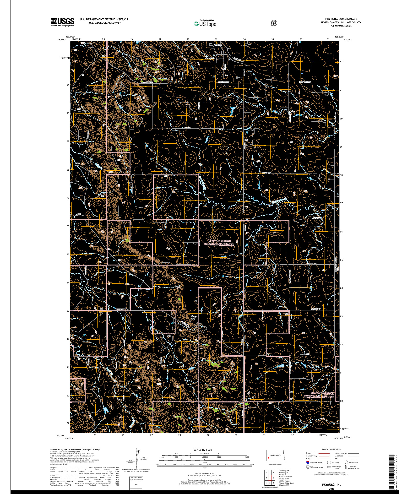 USGS US TOPO 7.5-MINUTE MAP FOR FRYBURG, ND 2018