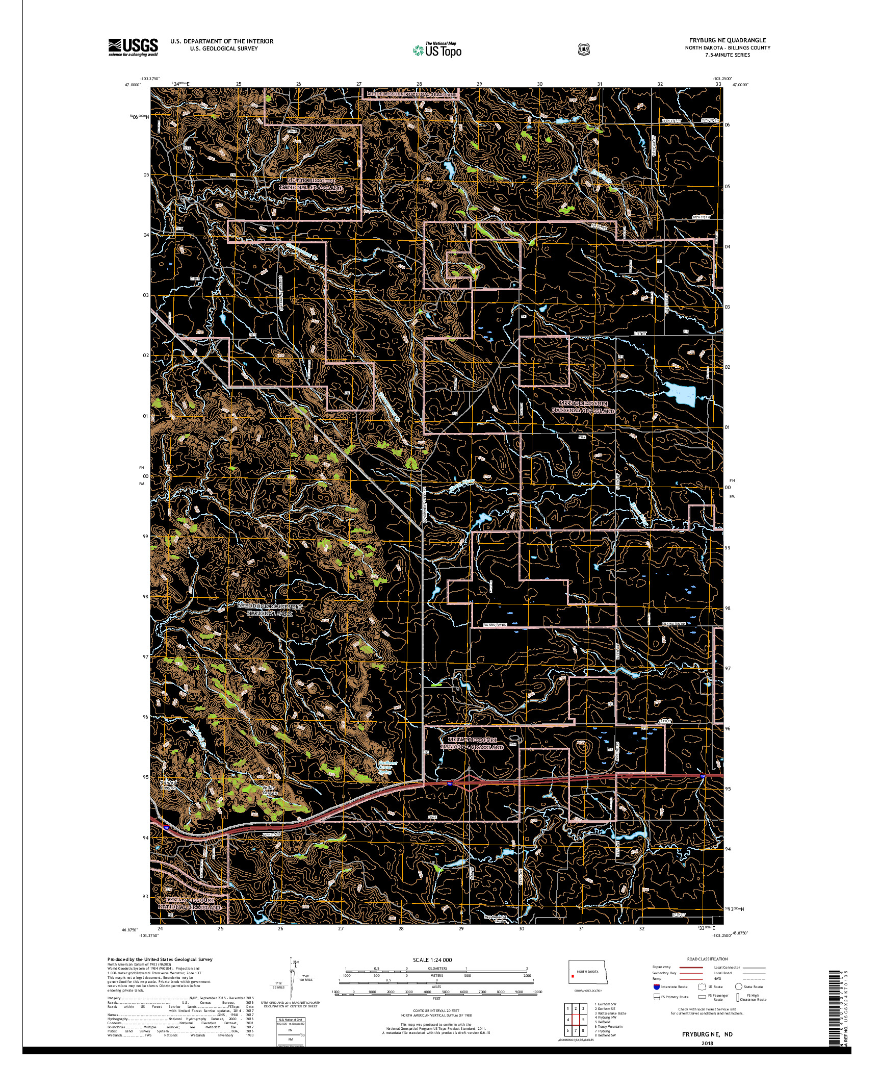 USGS US TOPO 7.5-MINUTE MAP FOR FRYBURG NE, ND 2018