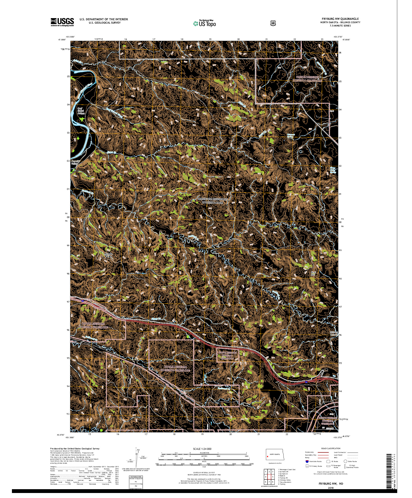 USGS US TOPO 7.5-MINUTE MAP FOR FRYBURG NW, ND 2018