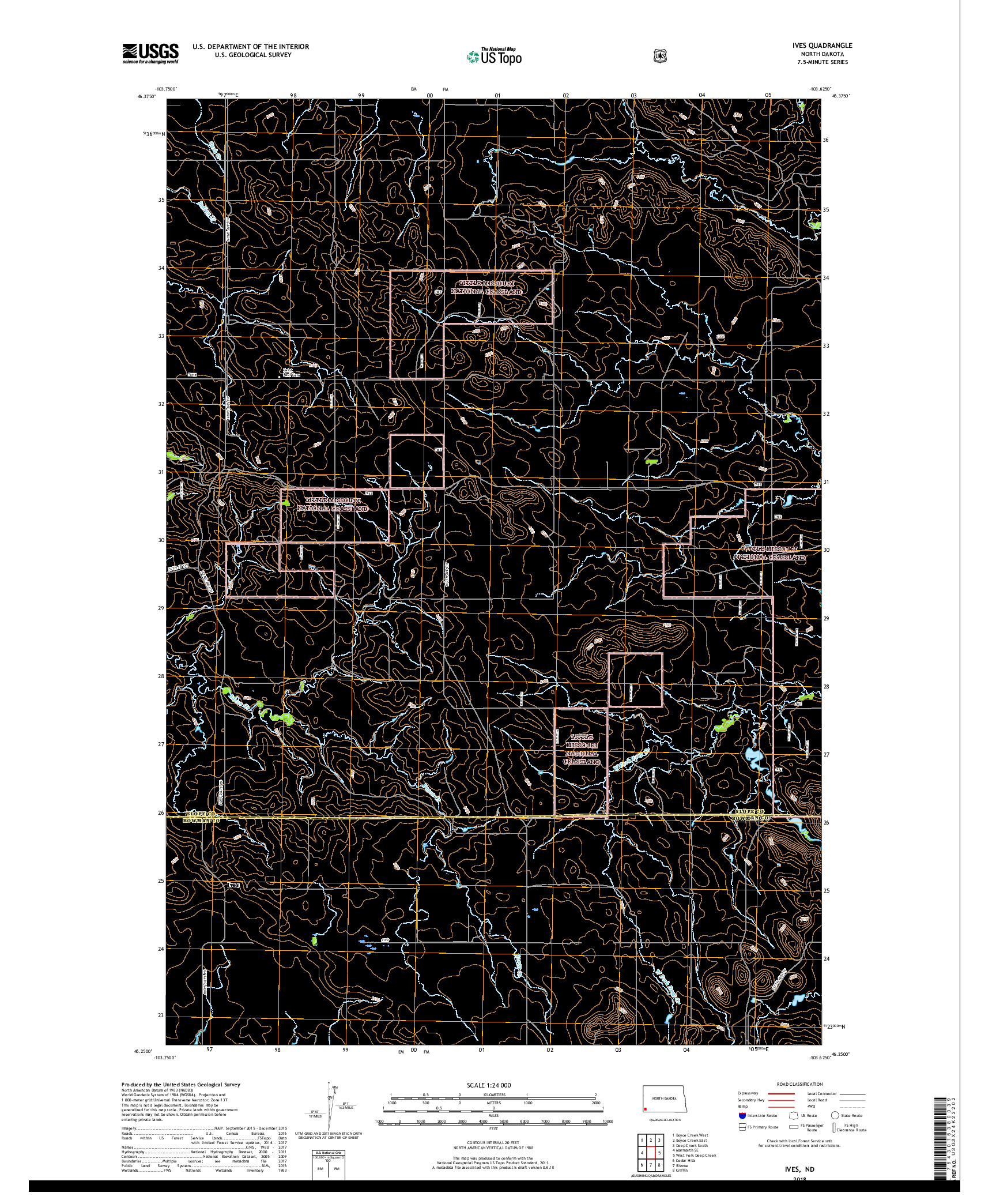 USGS US TOPO 7.5-MINUTE MAP FOR IVES, ND 2018