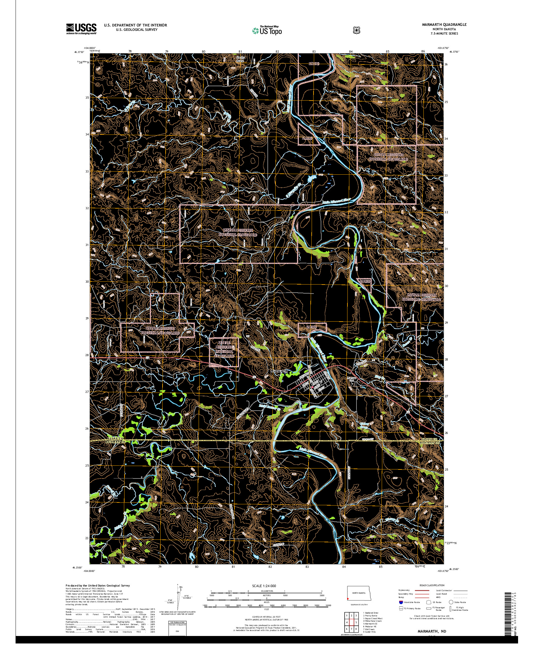 USGS US TOPO 7.5-MINUTE MAP FOR MARMARTH, ND 2018