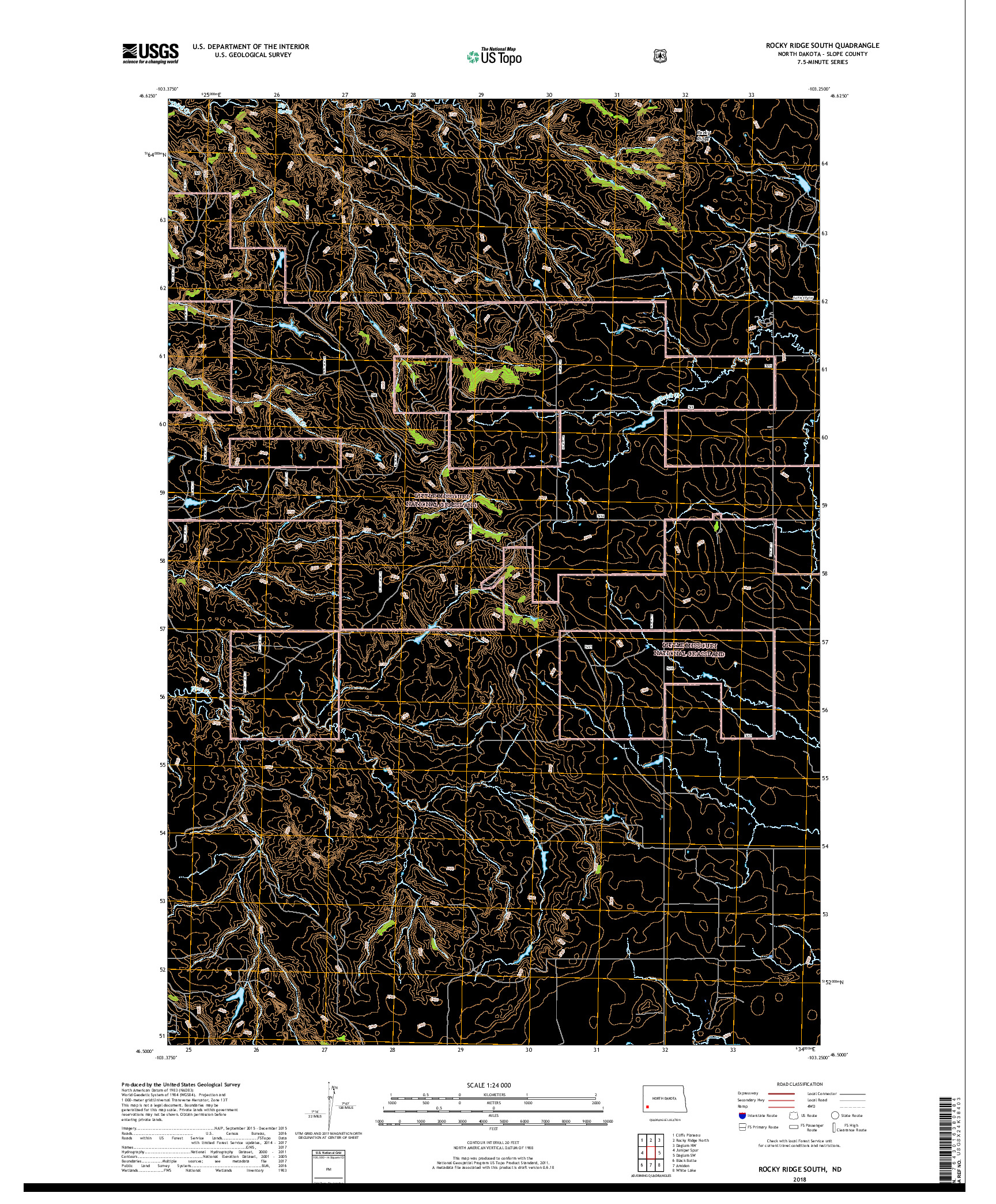 USGS US TOPO 7.5-MINUTE MAP FOR ROCKY RIDGE SOUTH, ND 2018