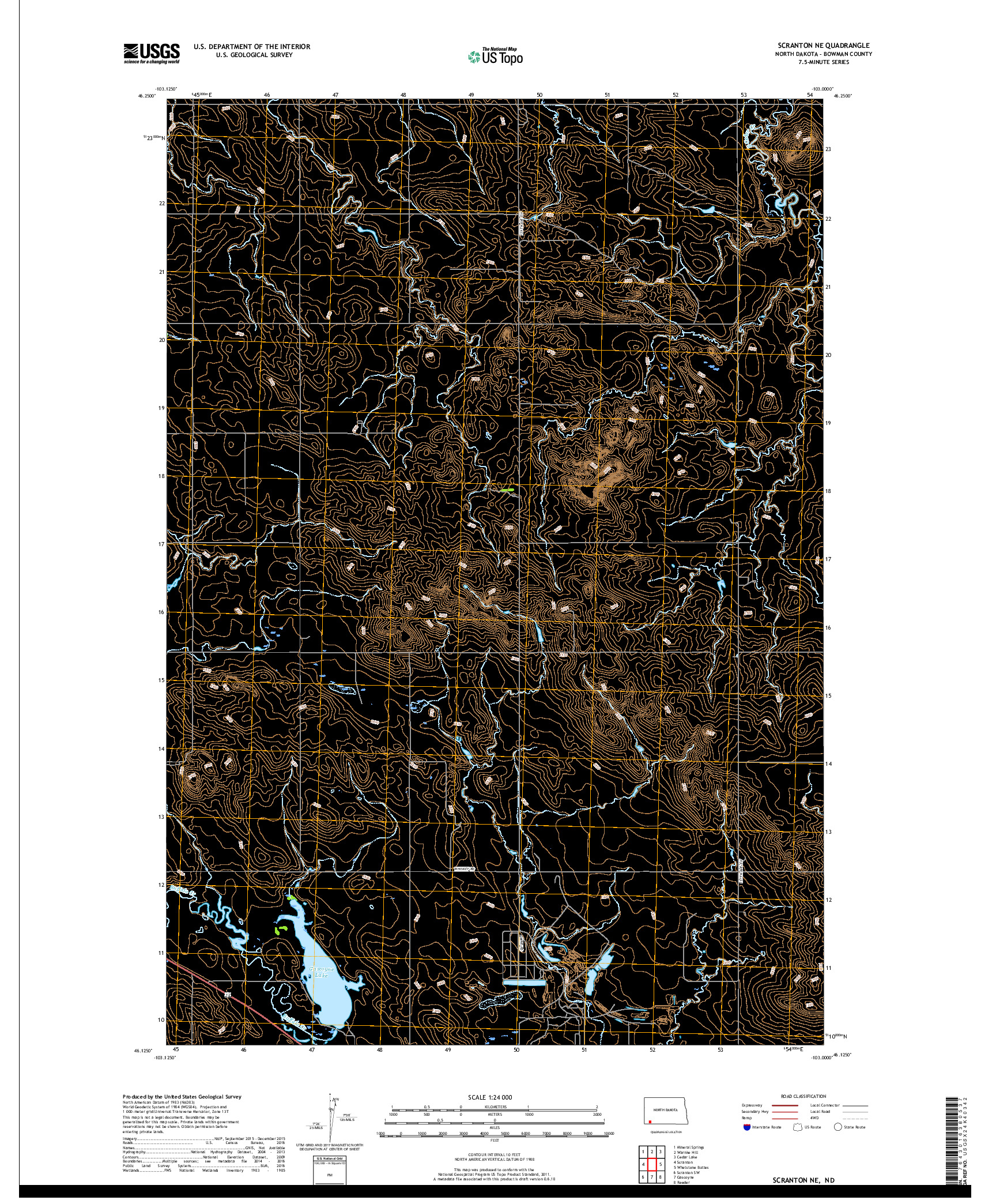 USGS US TOPO 7.5-MINUTE MAP FOR SCRANTON NE, ND 2018