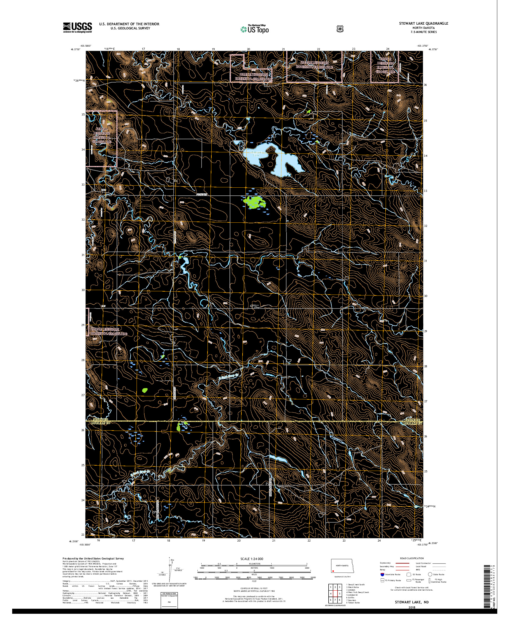 USGS US TOPO 7.5-MINUTE MAP FOR STEWART LAKE, ND 2018