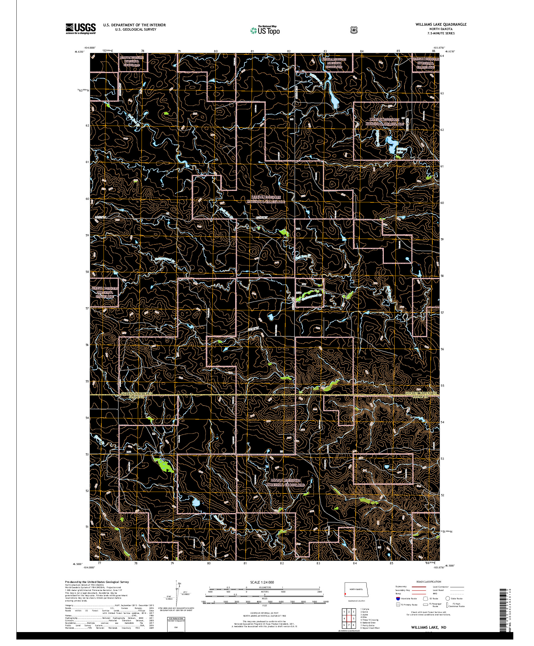 USGS US TOPO 7.5-MINUTE MAP FOR WILLIAMS LAKE, ND 2018