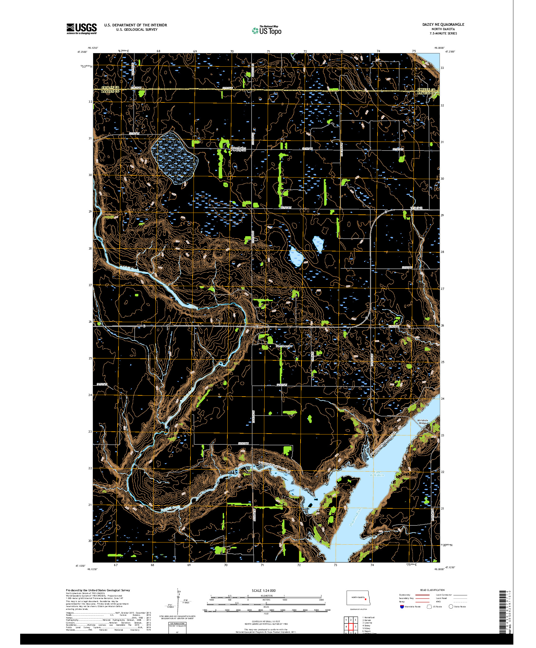 USGS US TOPO 7.5-MINUTE MAP FOR DAZEY NE, ND 2018