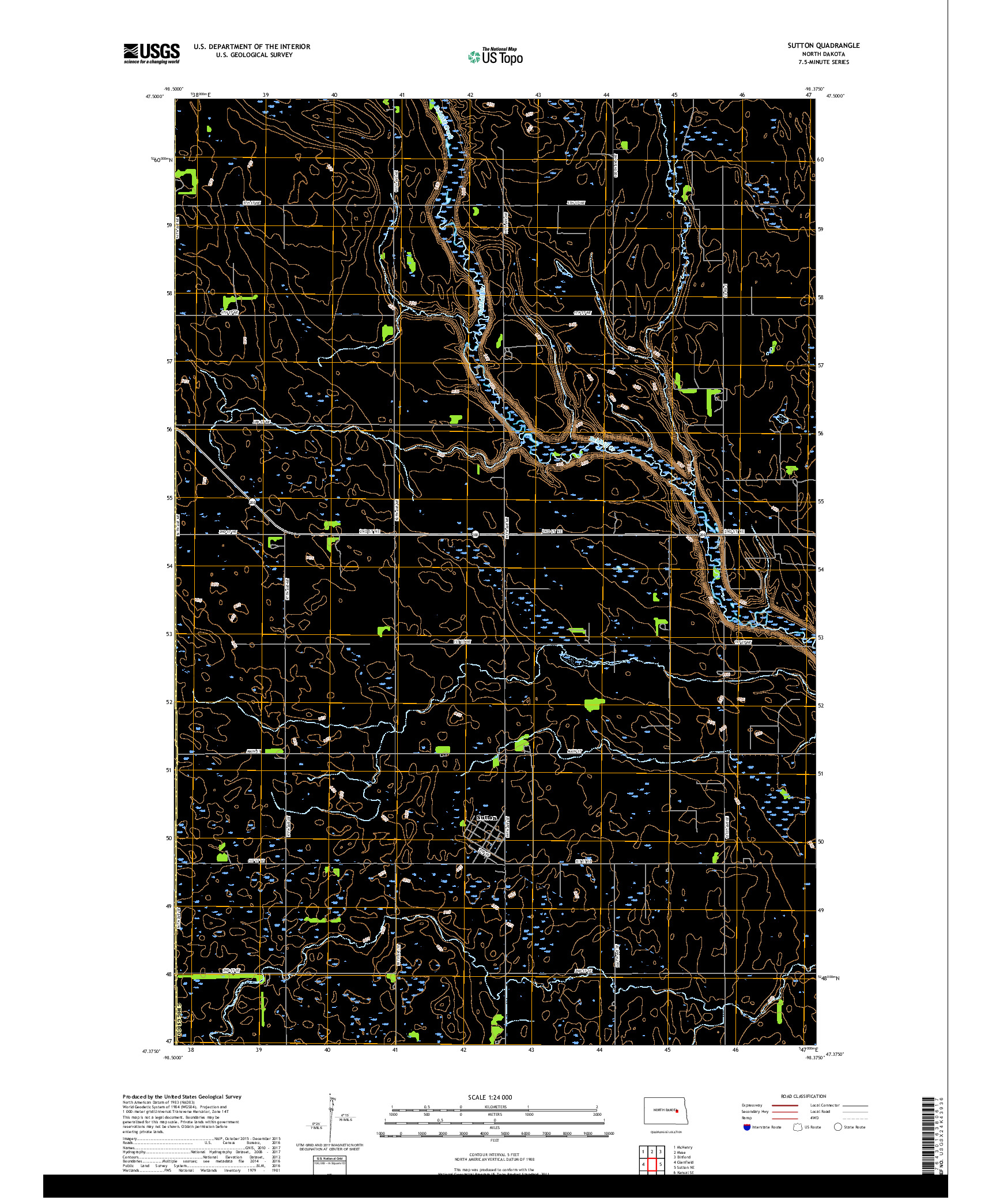 USGS US TOPO 7.5-MINUTE MAP FOR SUTTON, ND 2018