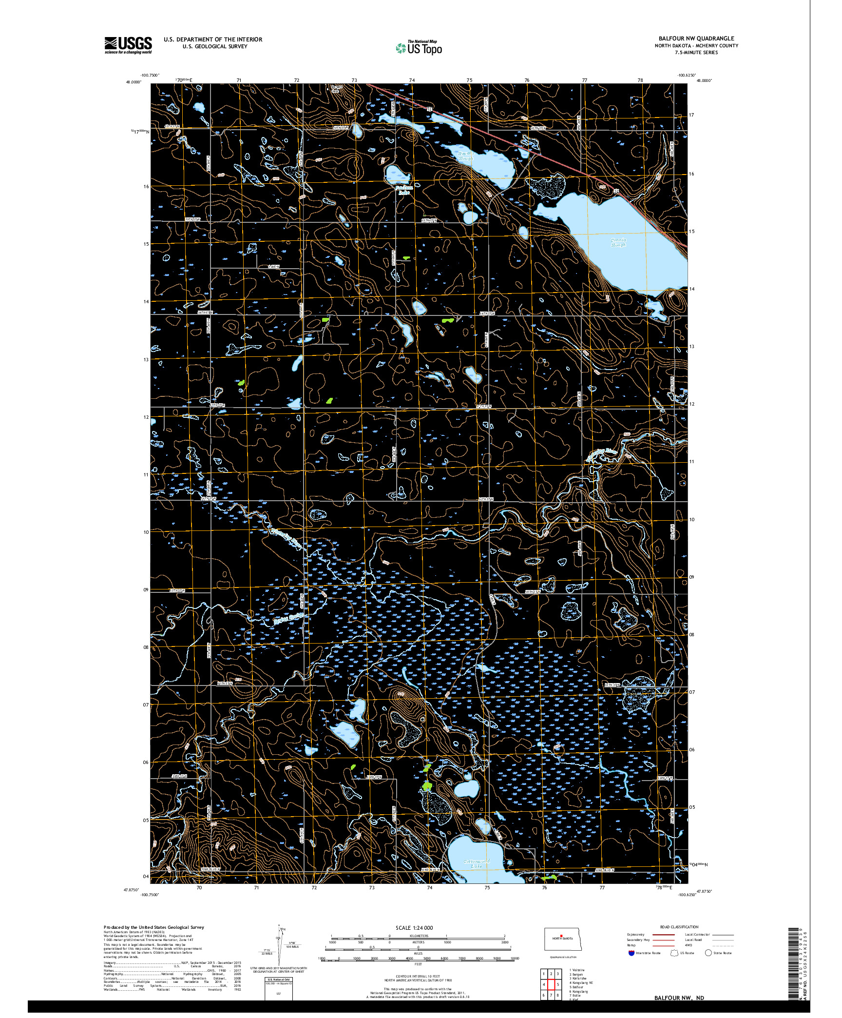 USGS US TOPO 7.5-MINUTE MAP FOR BALFOUR NW, ND 2018