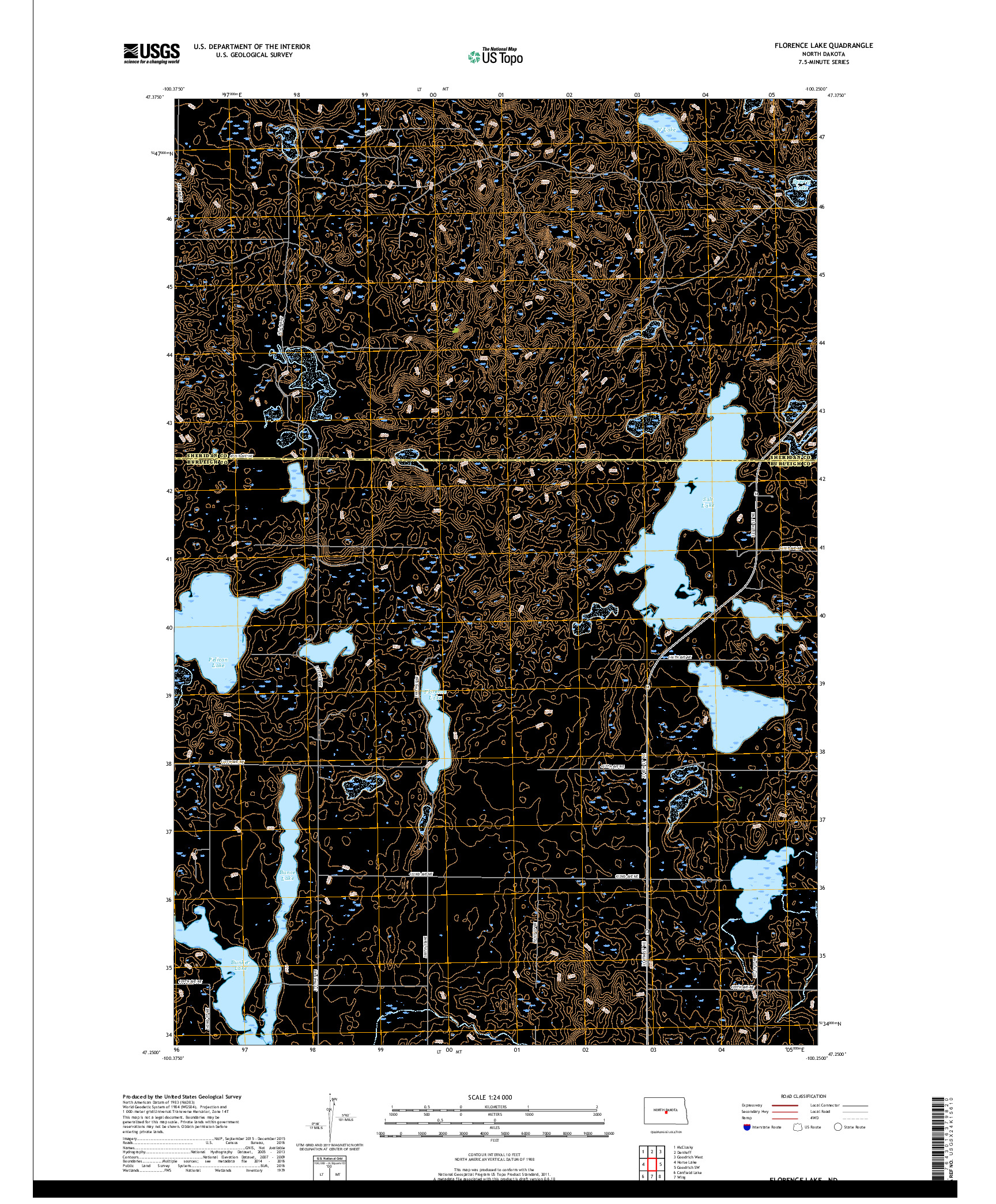 USGS US TOPO 7.5-MINUTE MAP FOR FLORENCE LAKE, ND 2018