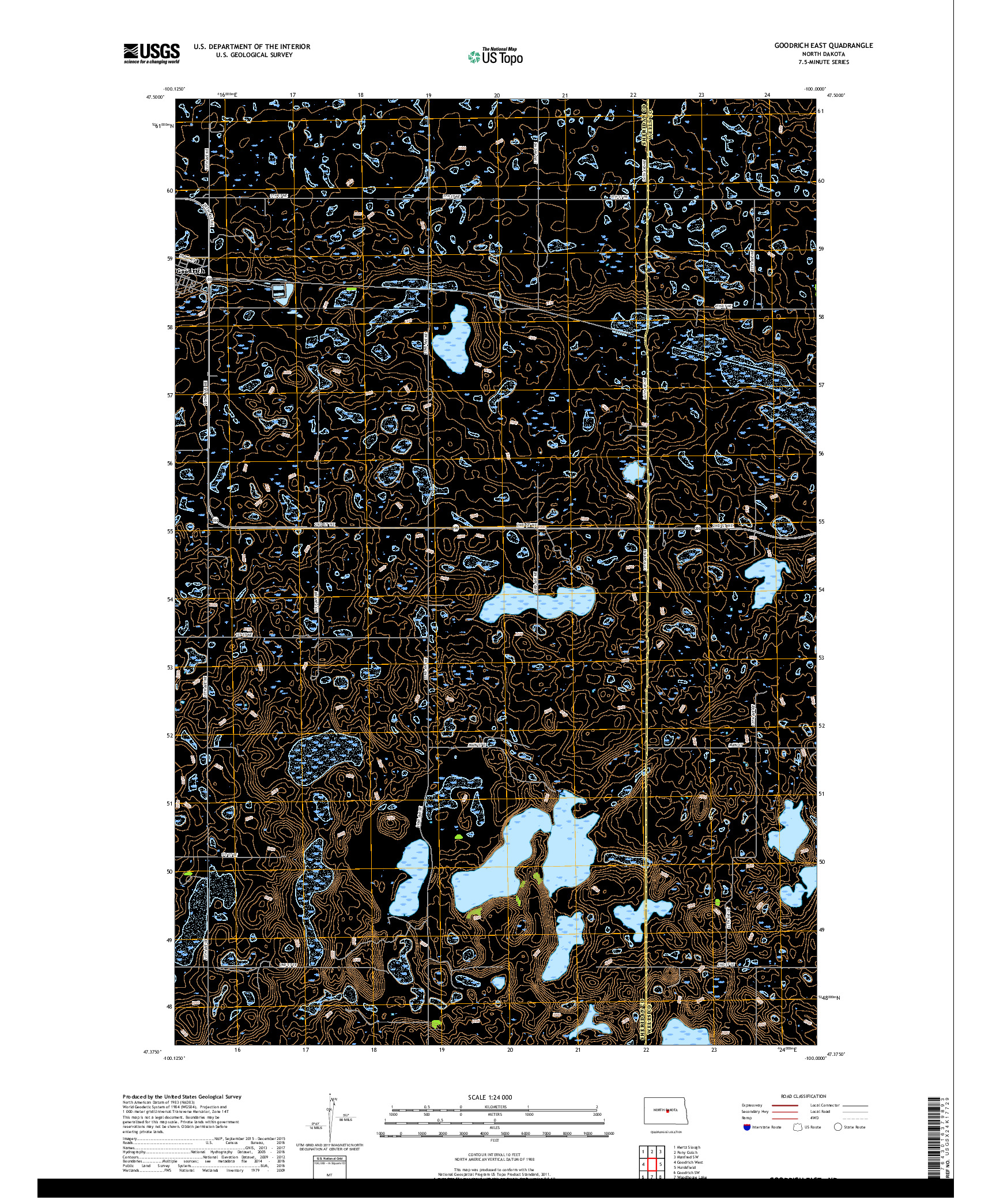 USGS US TOPO 7.5-MINUTE MAP FOR GOODRICH EAST, ND 2018