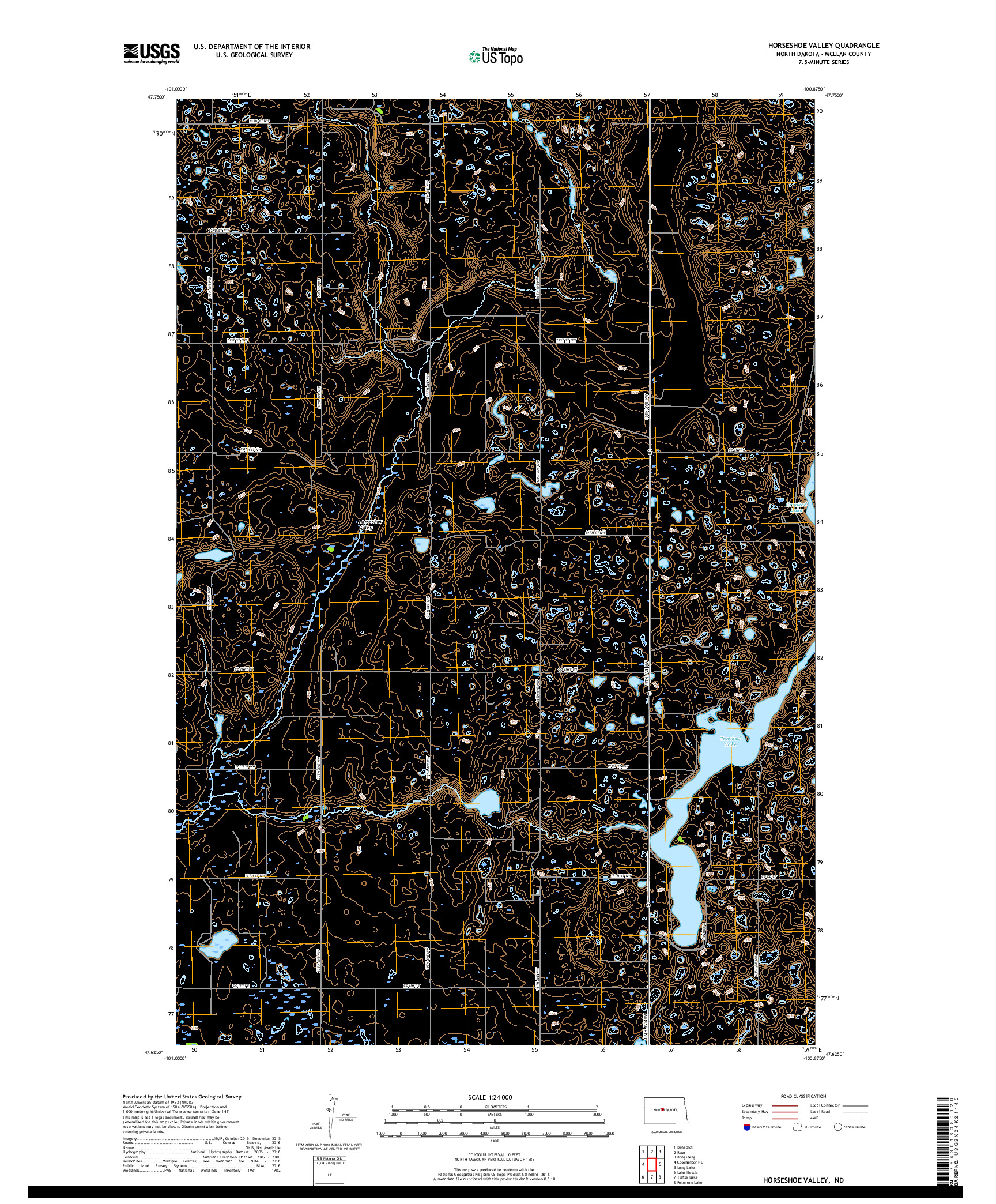 USGS US TOPO 7.5-MINUTE MAP FOR HORSESHOE VALLEY, ND 2018