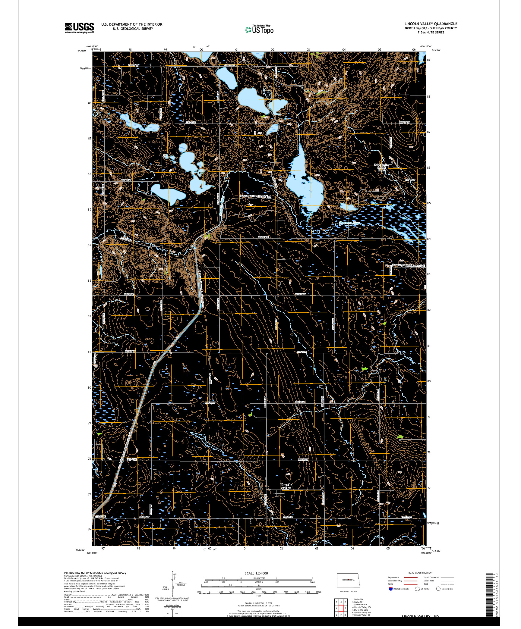 USGS US TOPO 7.5-MINUTE MAP FOR LINCOLN VALLEY, ND 2018