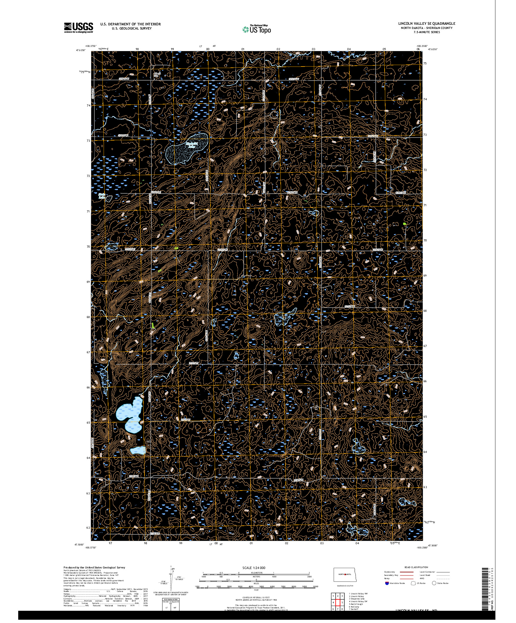 USGS US TOPO 7.5-MINUTE MAP FOR LINCOLN VALLEY SE, ND 2018