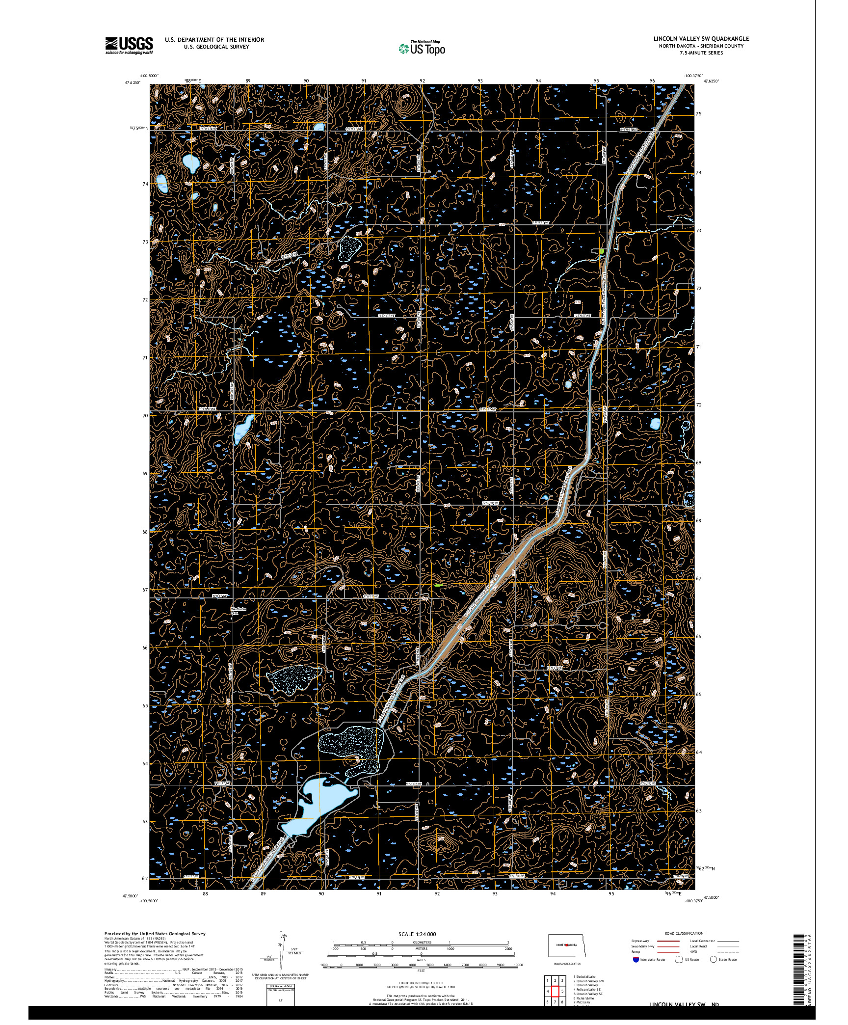 USGS US TOPO 7.5-MINUTE MAP FOR LINCOLN VALLEY SW, ND 2018