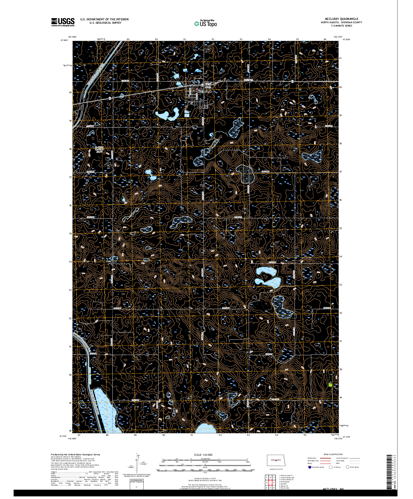 USGS US TOPO 7.5-MINUTE MAP FOR MCCLUSKY, ND 2018