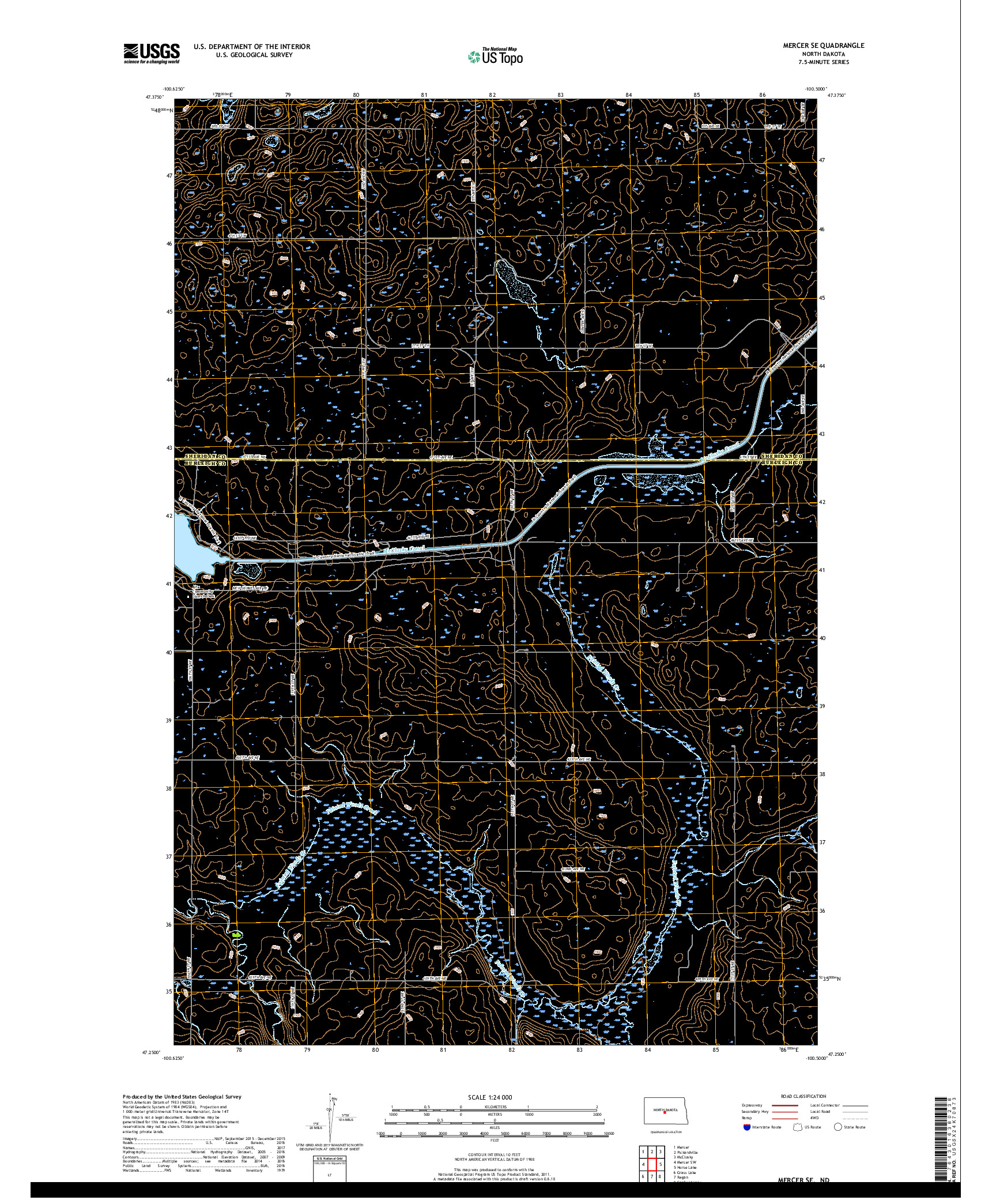 USGS US TOPO 7.5-MINUTE MAP FOR MERCER SE, ND 2018