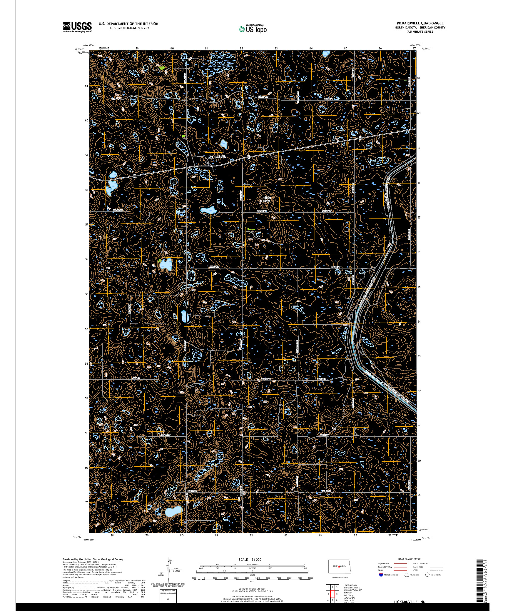 USGS US TOPO 7.5-MINUTE MAP FOR PICKARDVILLE, ND 2018