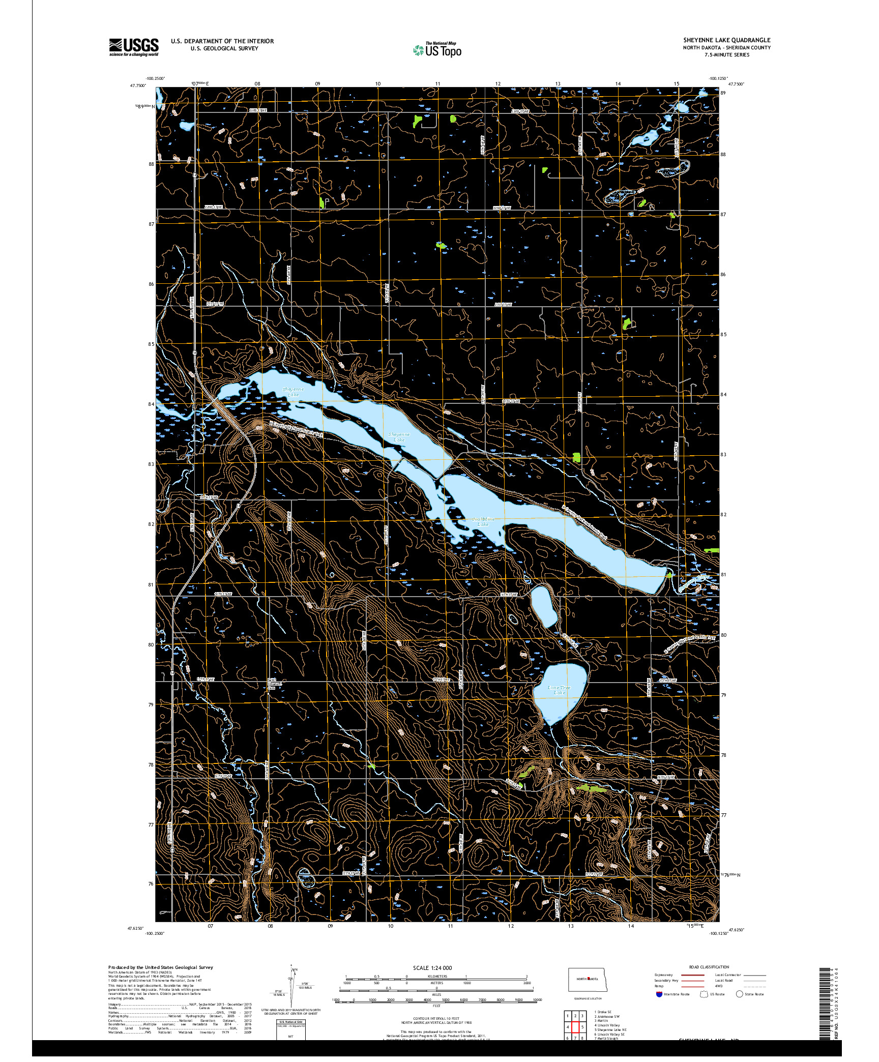 USGS US TOPO 7.5-MINUTE MAP FOR SHEYENNE LAKE, ND 2018