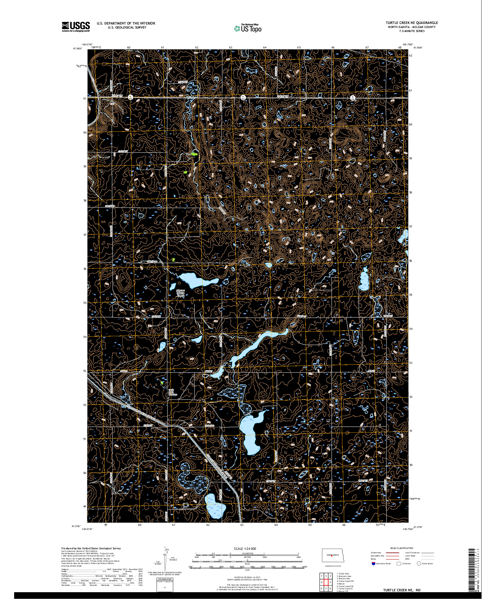 USGS US TOPO 7.5-MINUTE MAP FOR TURTLE CREEK NE, ND 2018