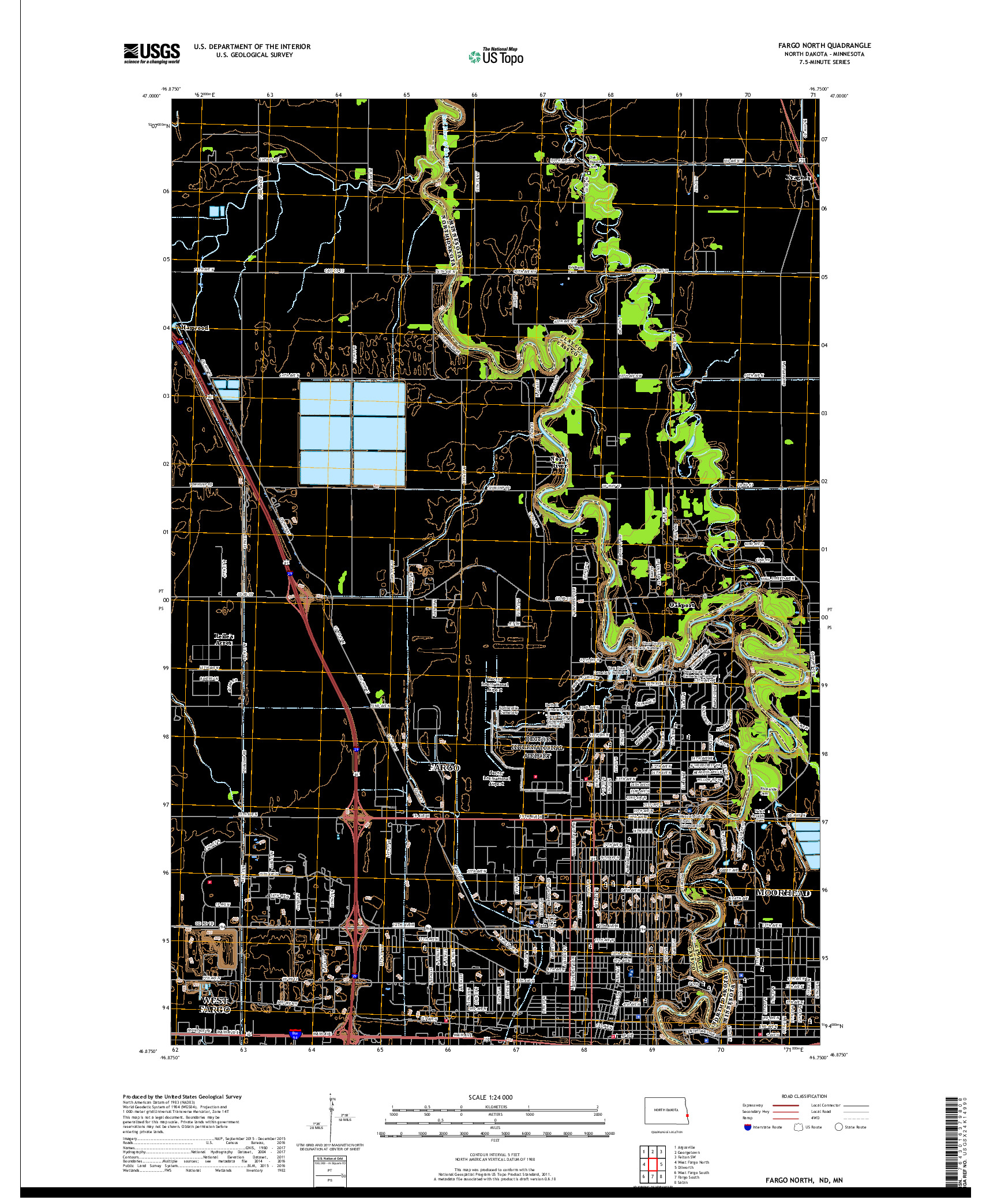 USGS US TOPO 7.5-MINUTE MAP FOR FARGO NORTH, ND,MN 2018