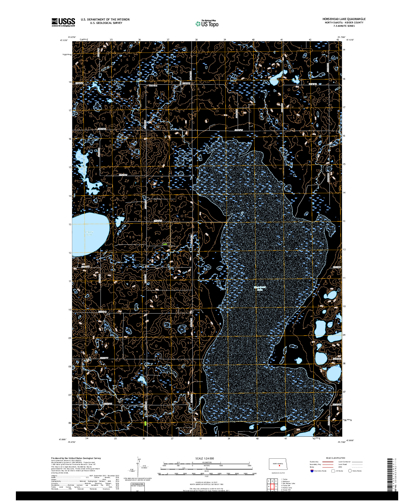 USGS US TOPO 7.5-MINUTE MAP FOR HORSEHEAD LAKE, ND 2018