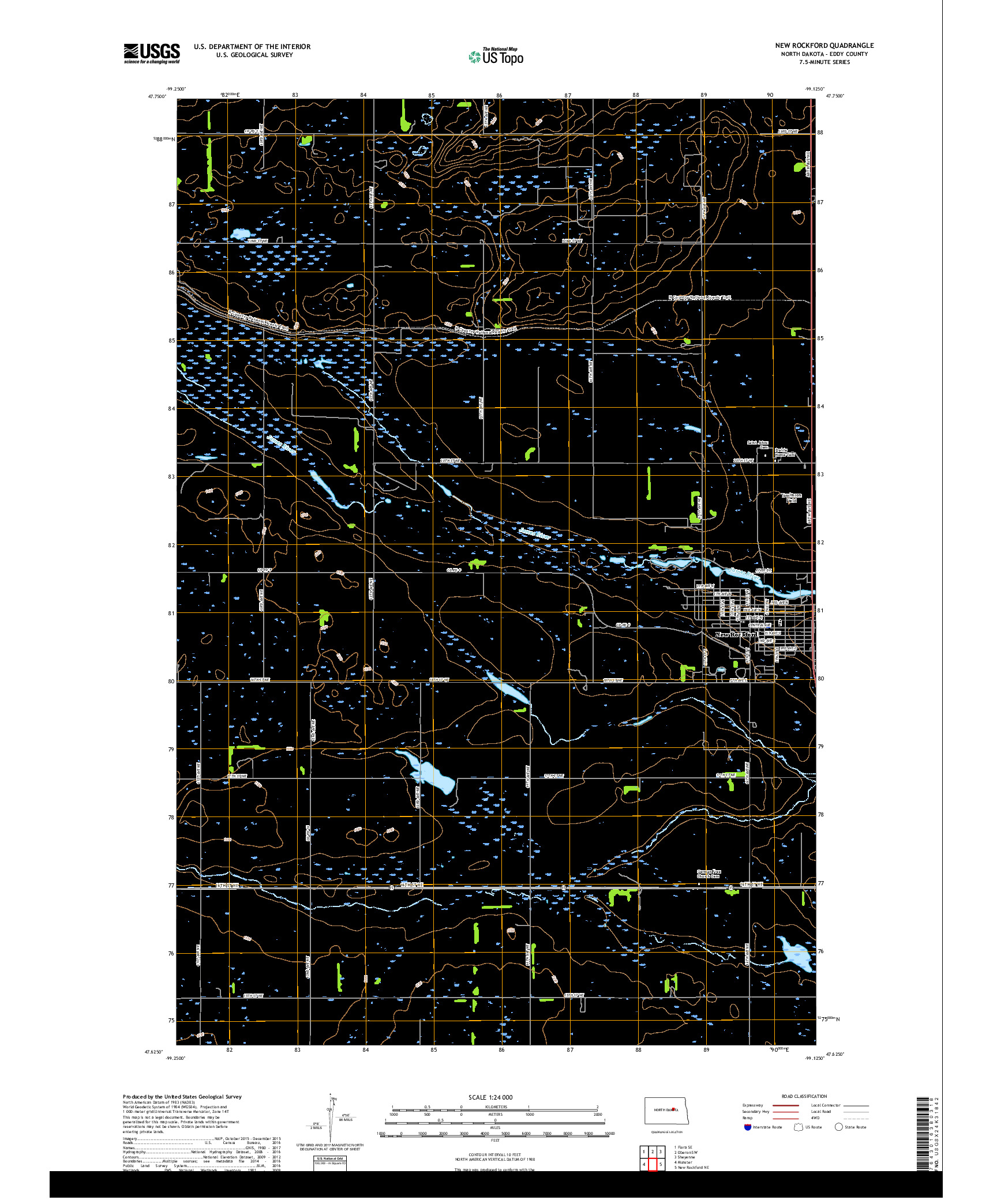 USGS US TOPO 7.5-MINUTE MAP FOR NEW ROCKFORD, ND 2018