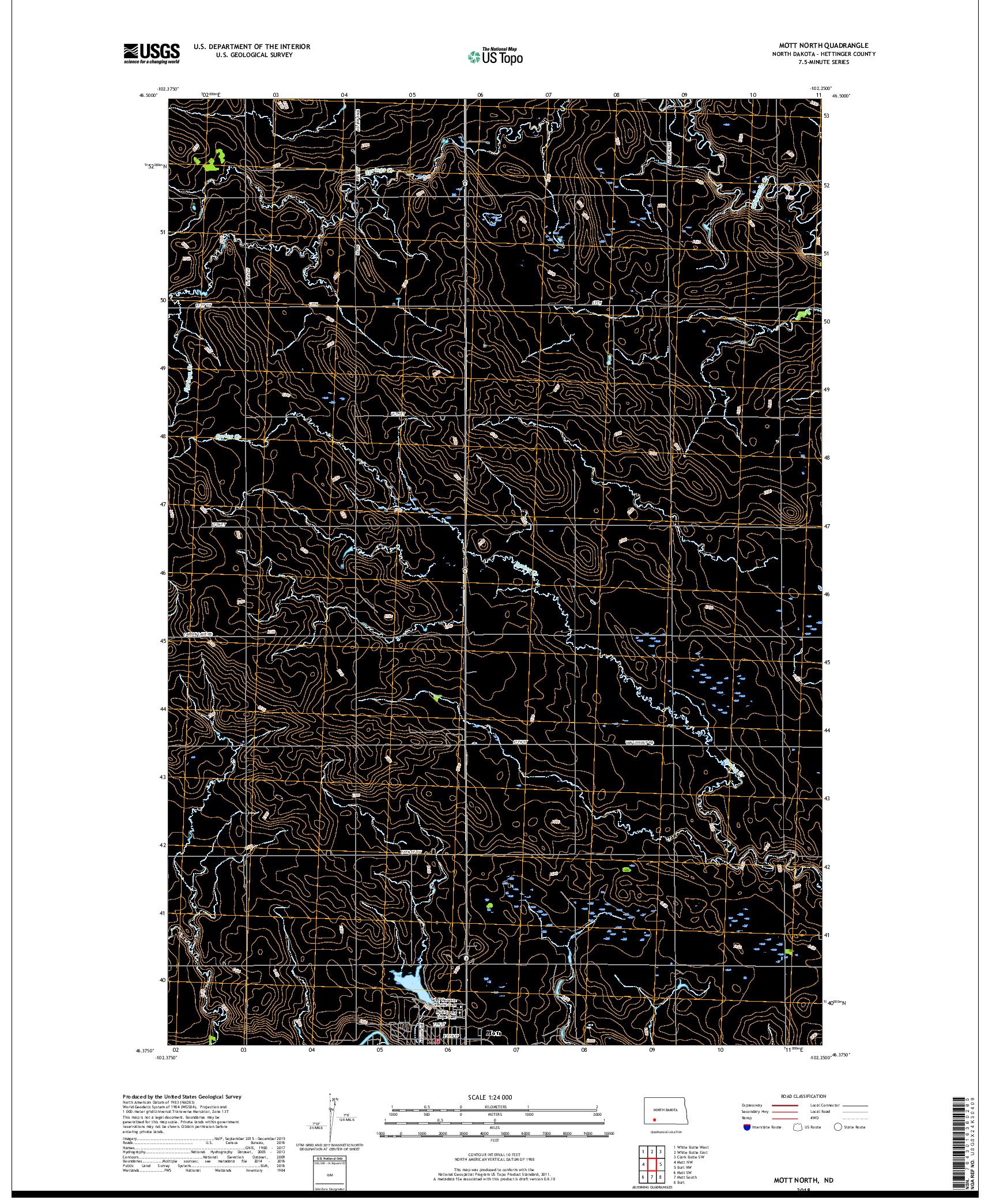 USGS US TOPO 7.5-MINUTE MAP FOR MOTT NORTH, ND 2018