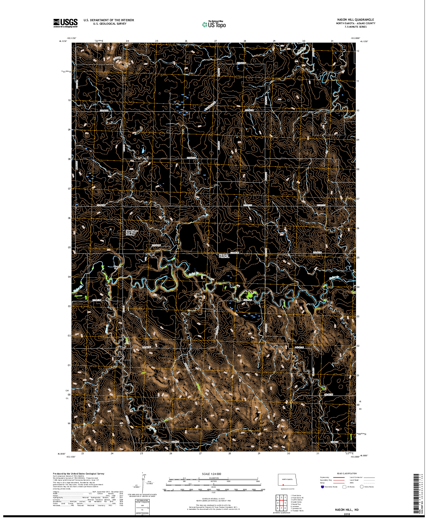 USGS US TOPO 7.5-MINUTE MAP FOR NASON HILL, ND 2018