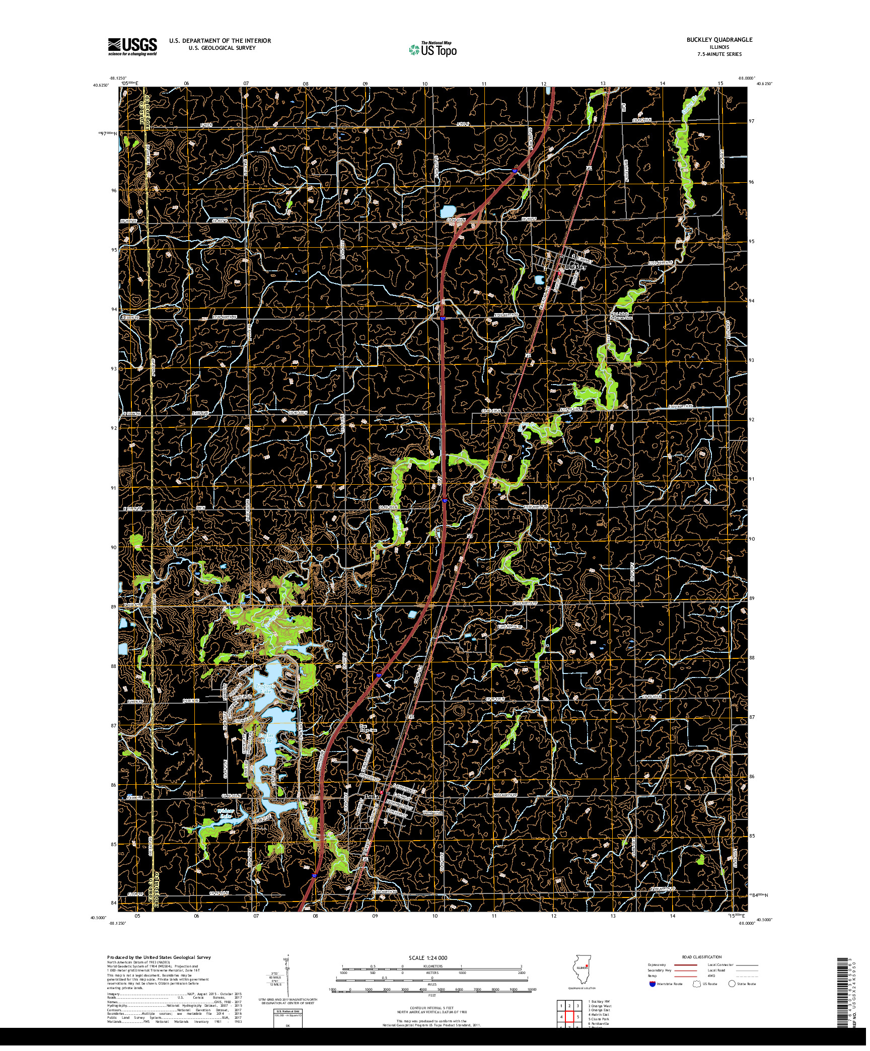 USGS US TOPO 7.5-MINUTE MAP FOR BUCKLEY, IL 2018