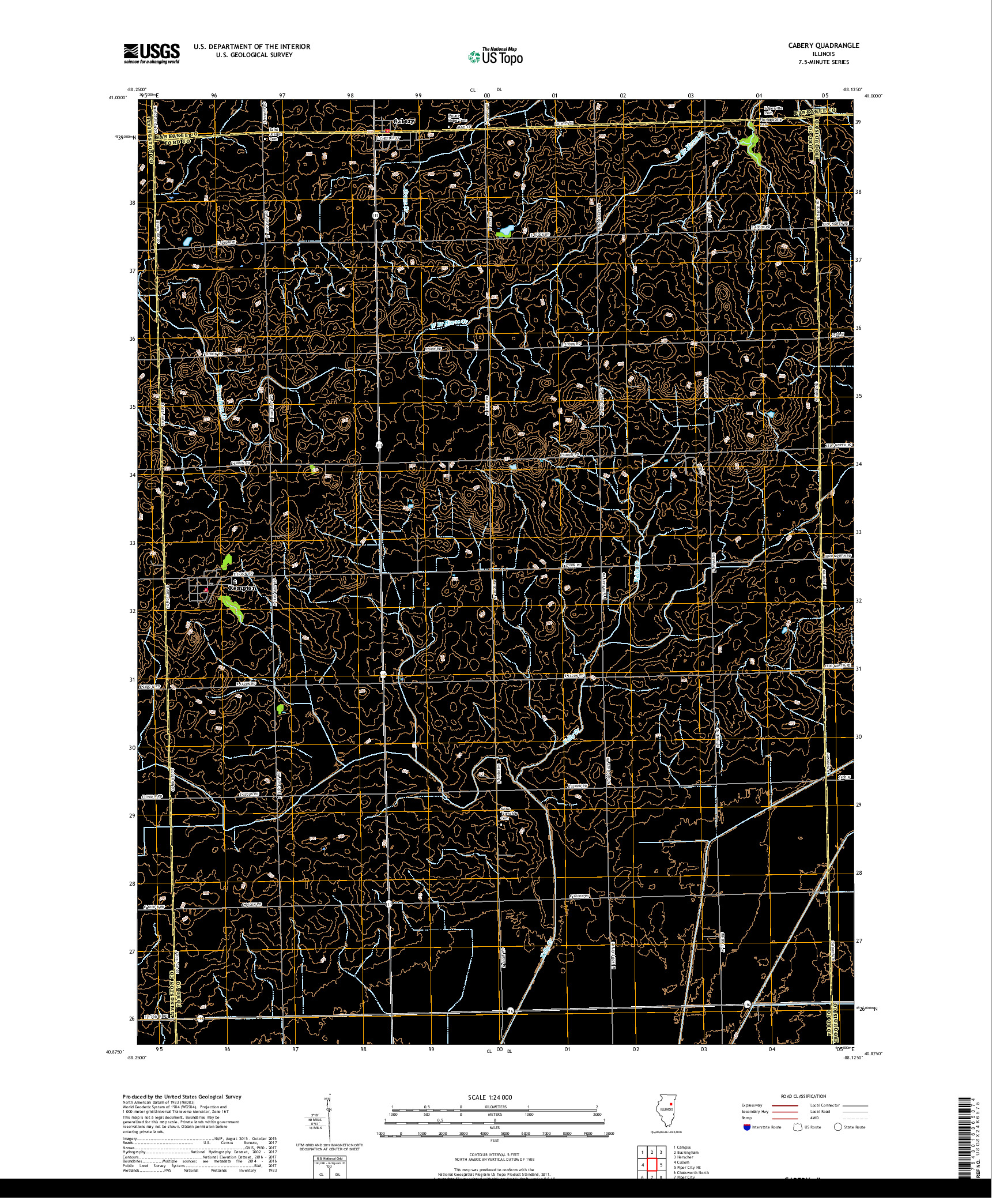 USGS US TOPO 7.5-MINUTE MAP FOR CABERY, IL 2018