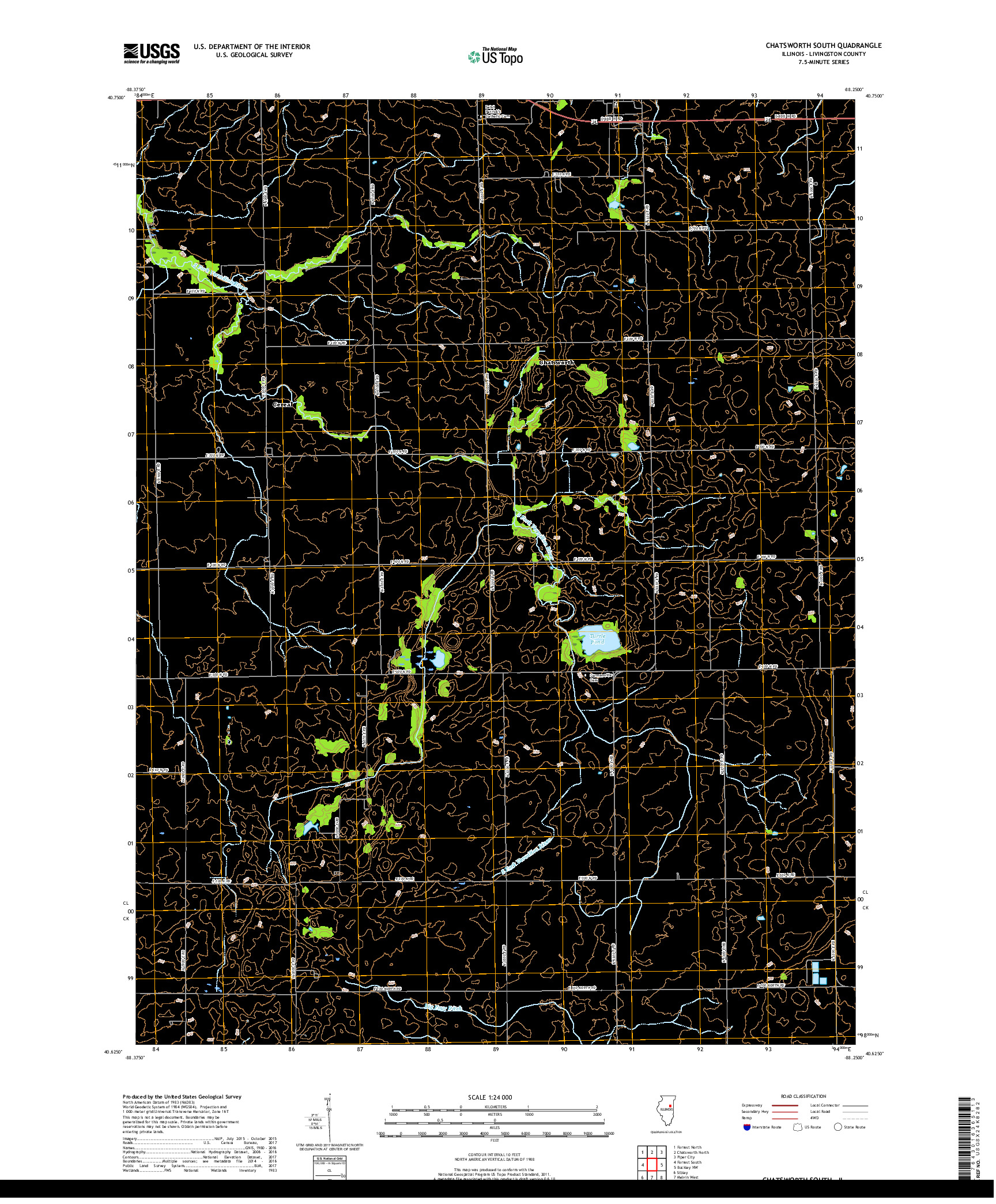 USGS US TOPO 7.5-MINUTE MAP FOR CHATSWORTH SOUTH, IL 2018