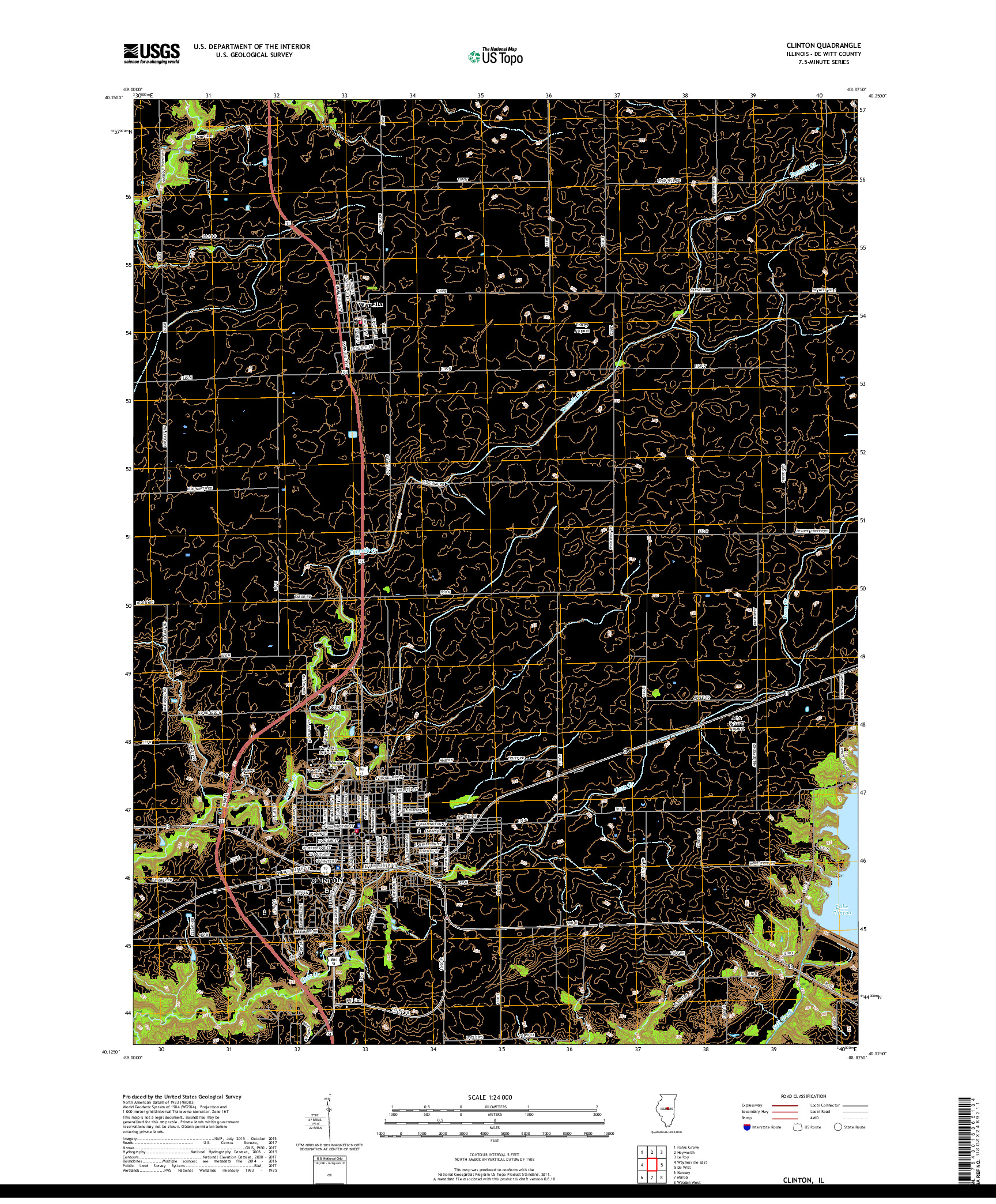 USGS US TOPO 7.5-MINUTE MAP FOR CLINTON, IL 2018