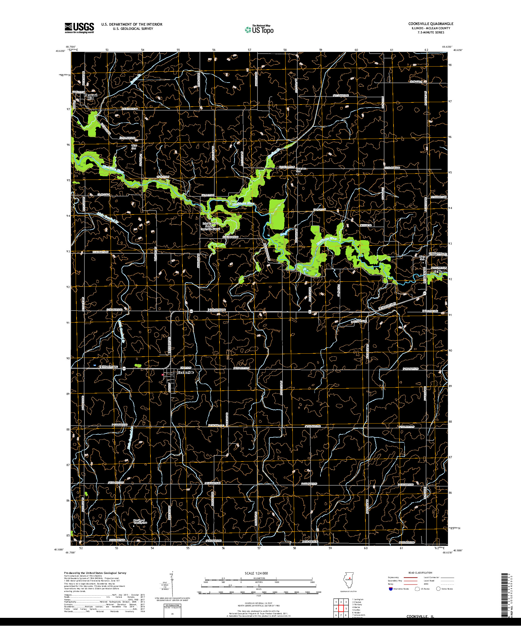 USGS US TOPO 7.5-MINUTE MAP FOR COOKSVILLE, IL 2018