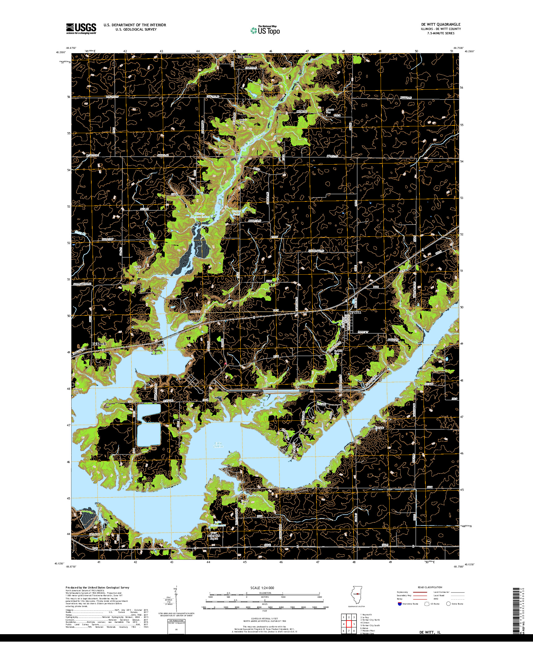 USGS US TOPO 7.5-MINUTE MAP FOR DE WITT, IL 2018