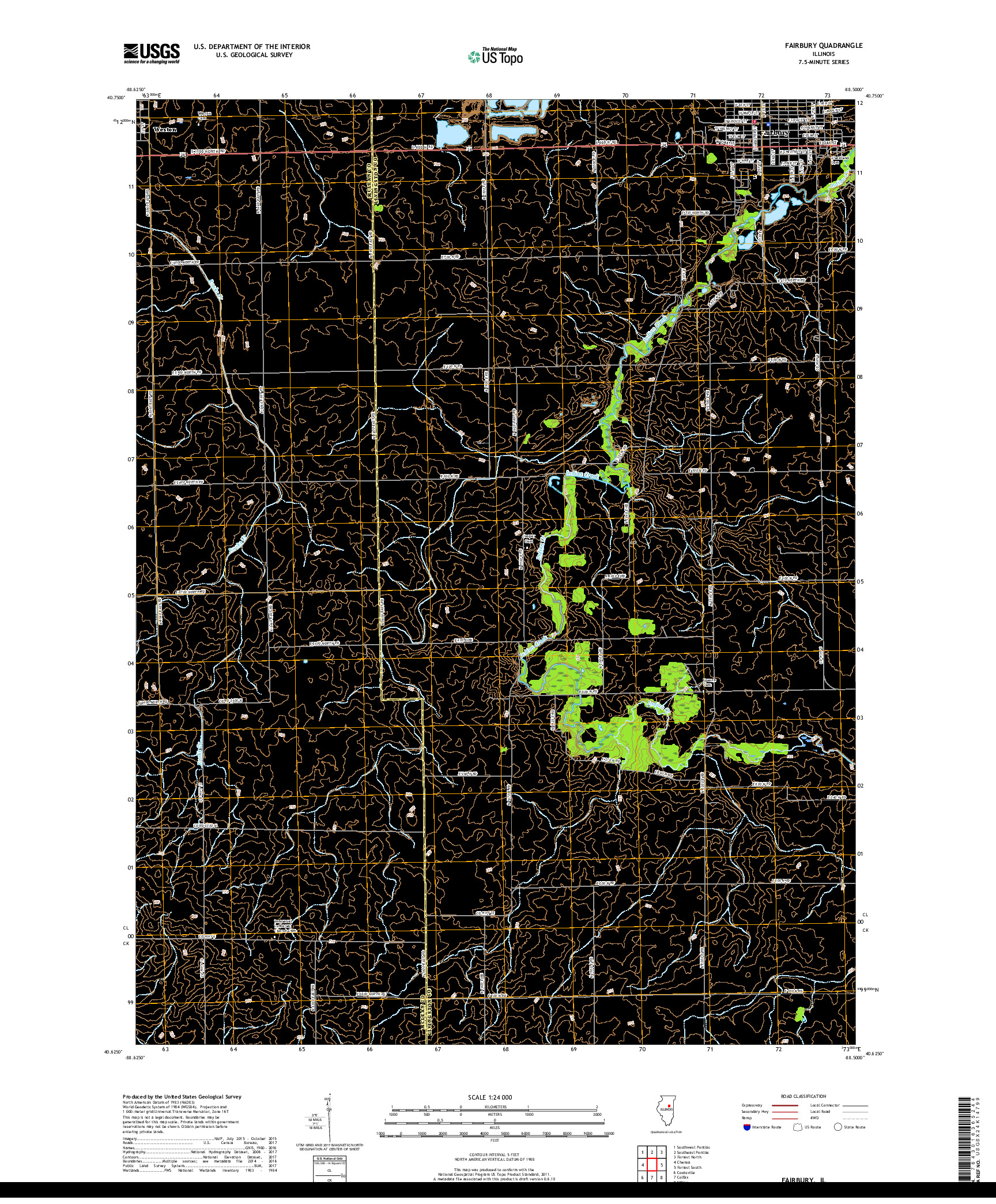 USGS US TOPO 7.5-MINUTE MAP FOR FAIRBURY, IL 2018