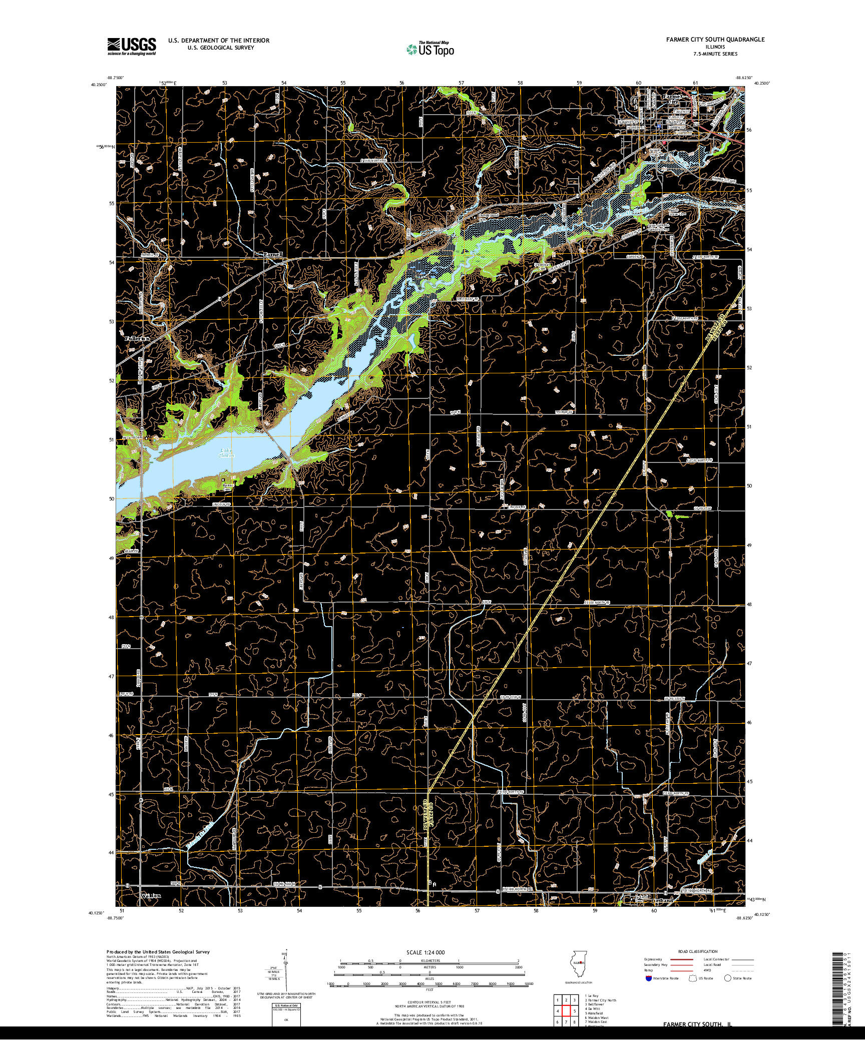 USGS US TOPO 7.5-MINUTE MAP FOR FARMER CITY SOUTH, IL 2018