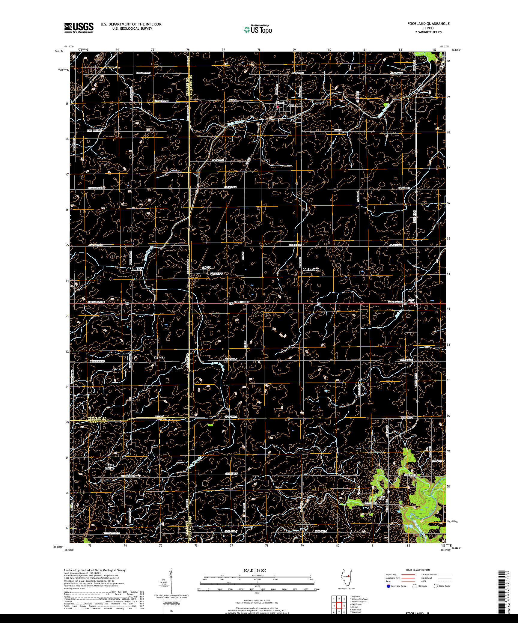 USGS US TOPO 7.5-MINUTE MAP FOR FOOSLAND, IL 2018