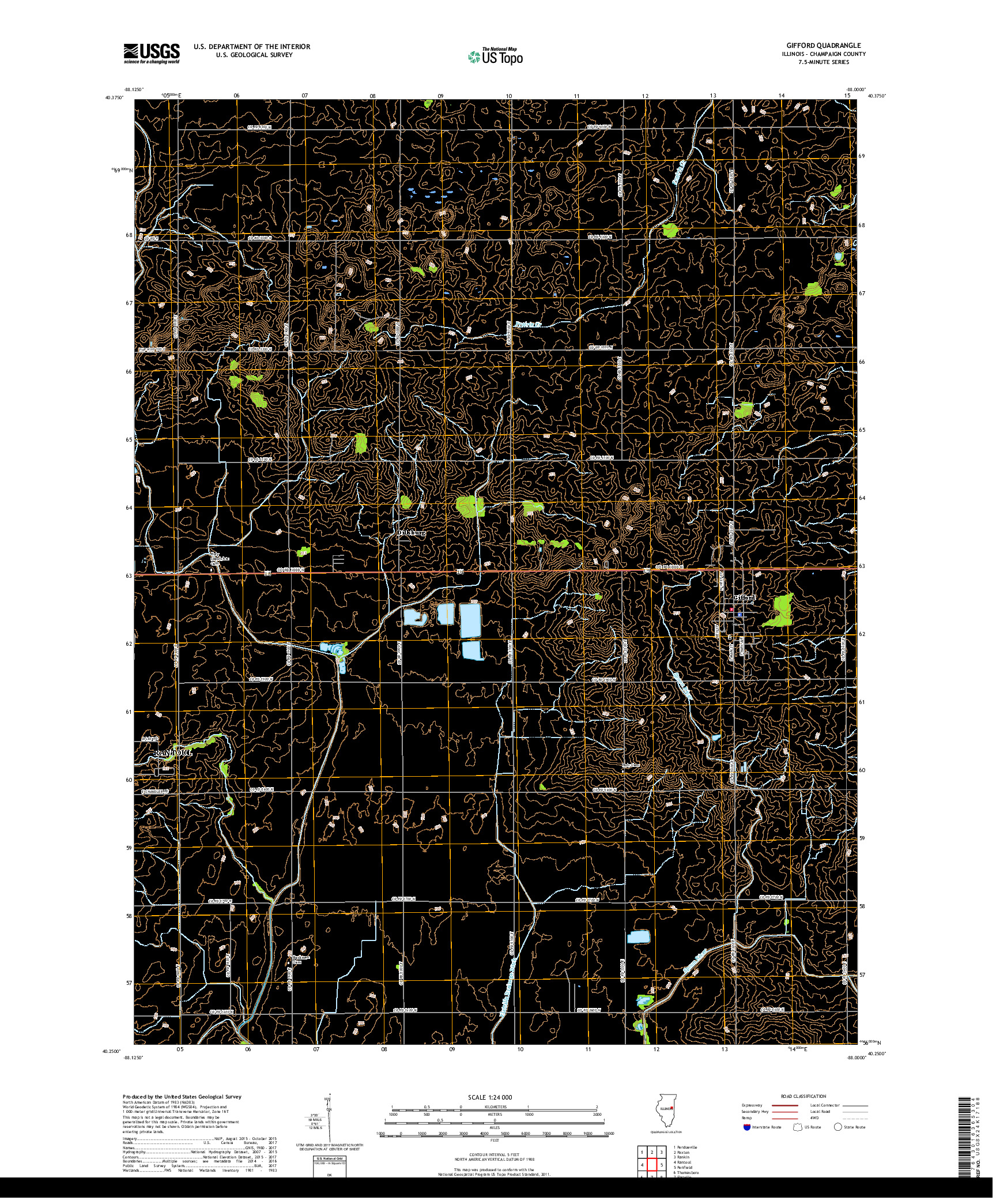 USGS US TOPO 7.5-MINUTE MAP FOR GIFFORD, IL 2018