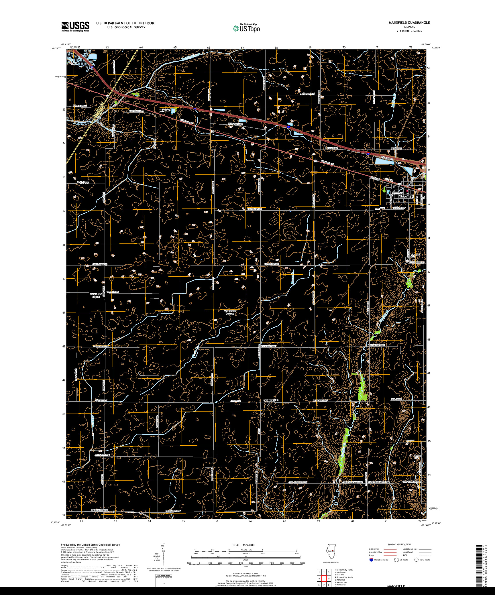 USGS US TOPO 7.5-MINUTE MAP FOR MANSFIELD, IL 2018