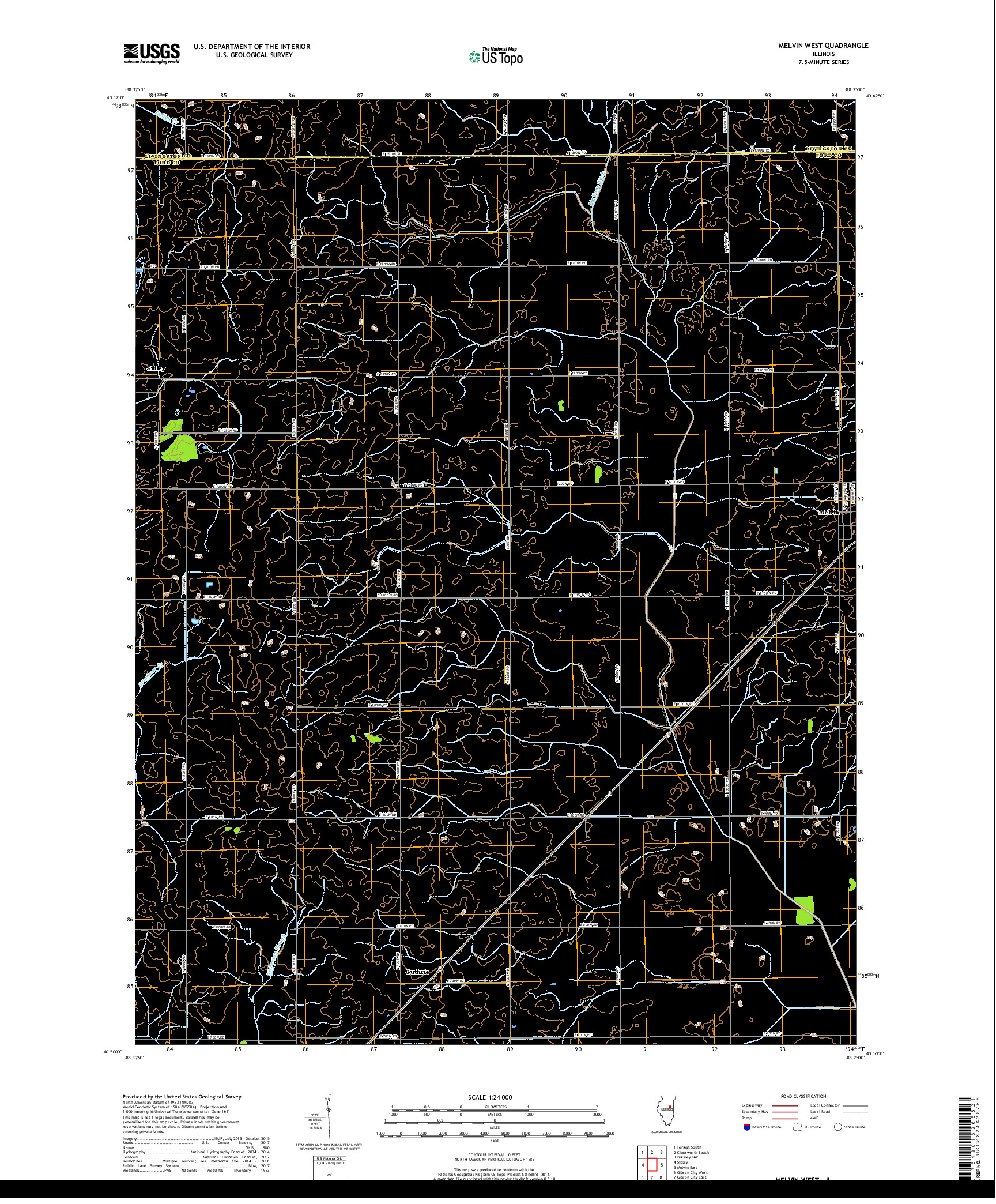 USGS US TOPO 7.5-MINUTE MAP FOR MELVIN WEST, IL 2018