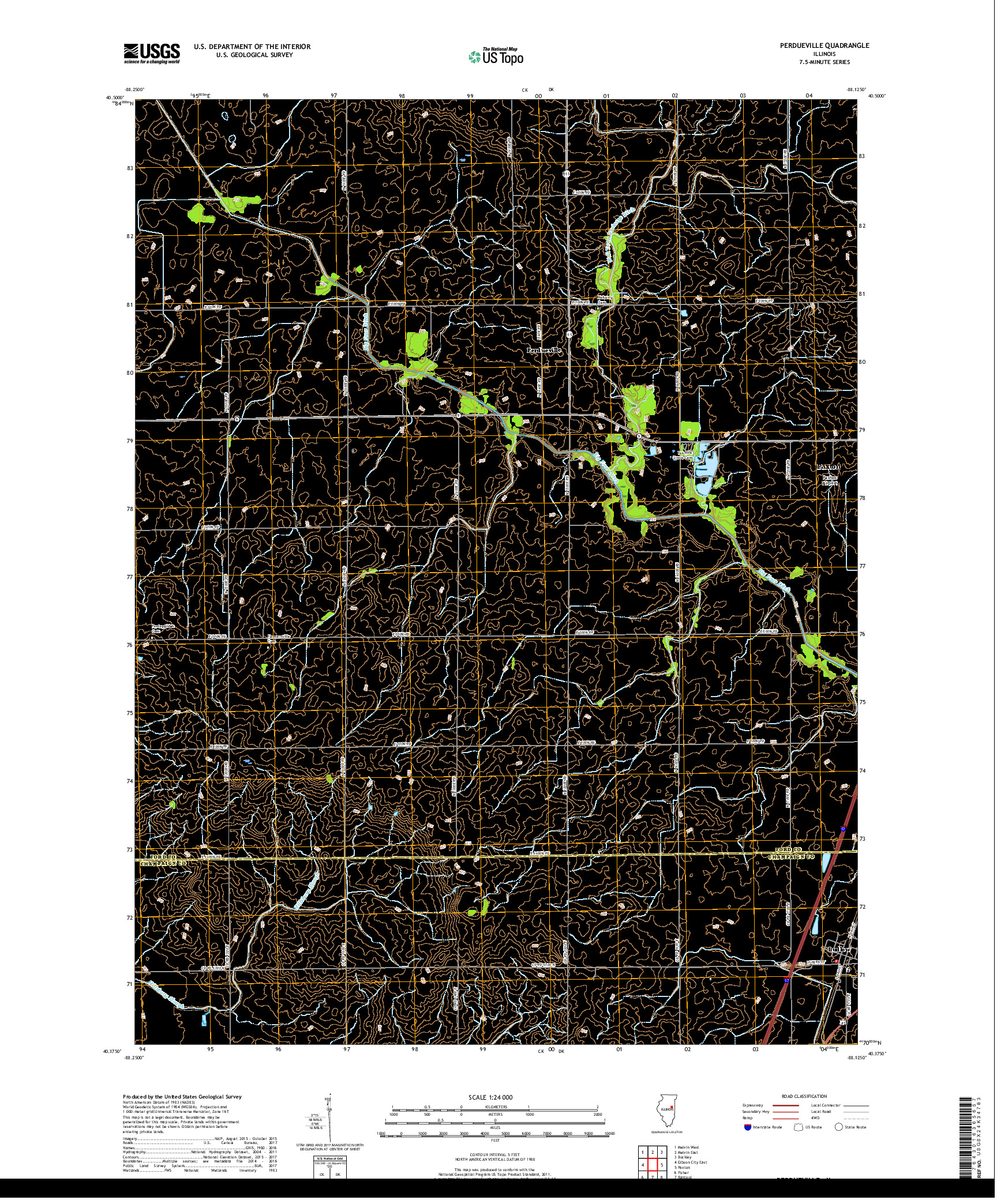 USGS US TOPO 7.5-MINUTE MAP FOR PERDUEVILLE, IL 2018